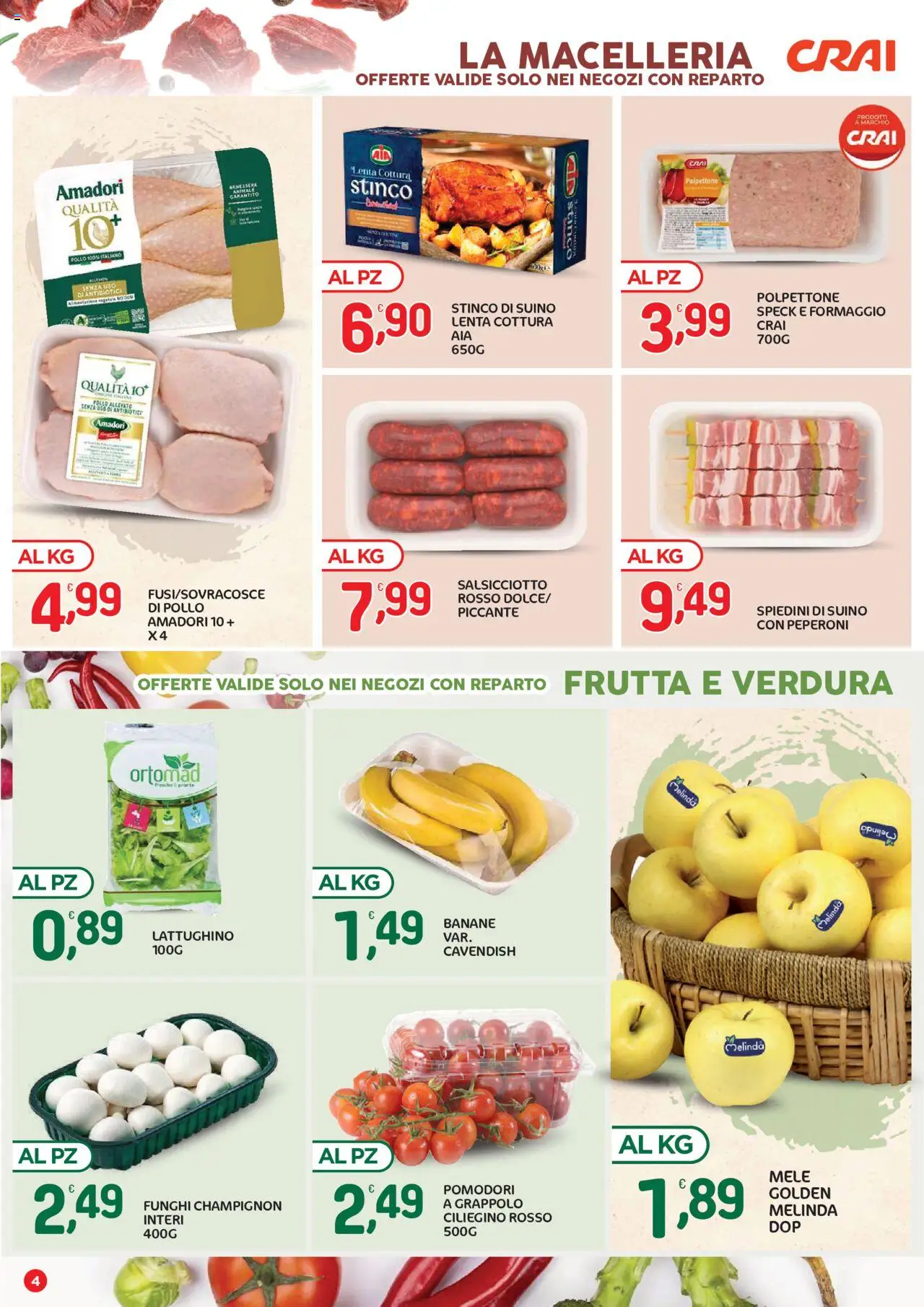 Volantino CRAI del 02.10.2025 | Pagina: 4 | Prodotti: Peperoni, Frutta, Suino, Formaggio