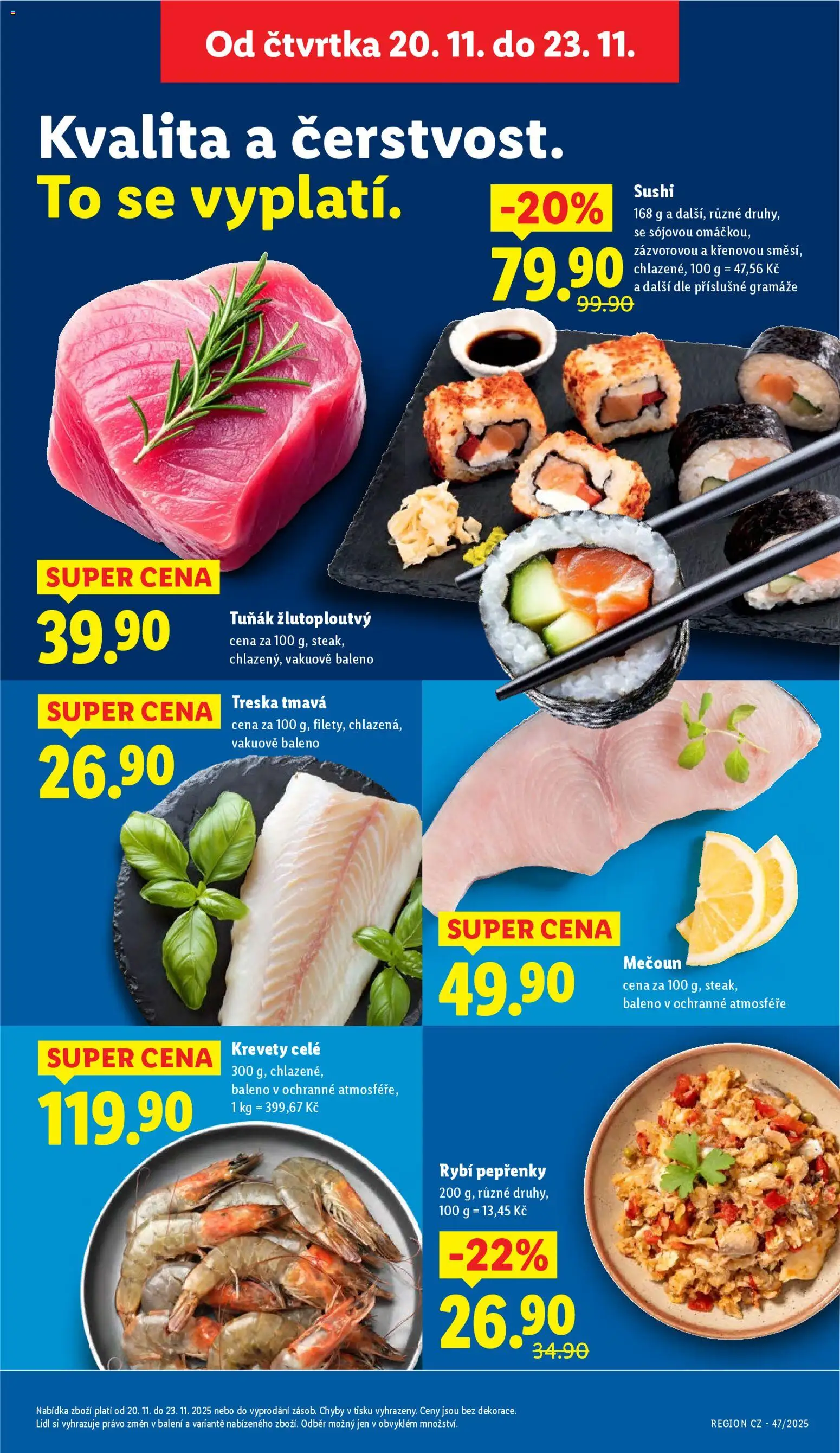 Lidl Black Friday od 20.11.2025 | Strana: 13 | Produkty: Tuňák, Treska, Sushi, Krevety