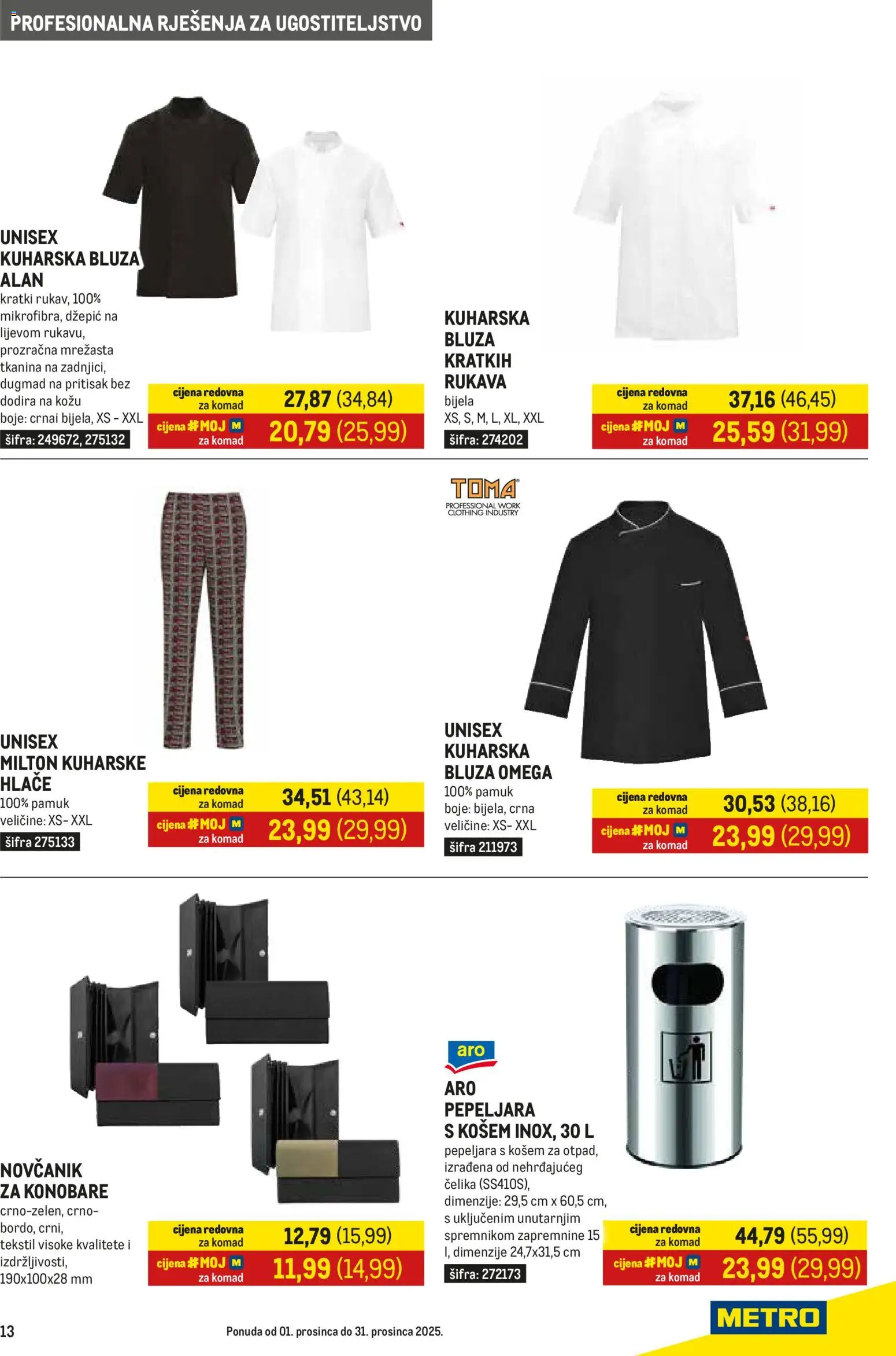 Metro katalog | vrijedi od 01.12.2025 | Stranica: 13 | Proizvodi: Bluza, Hlače, Novčanik, Pepeljara