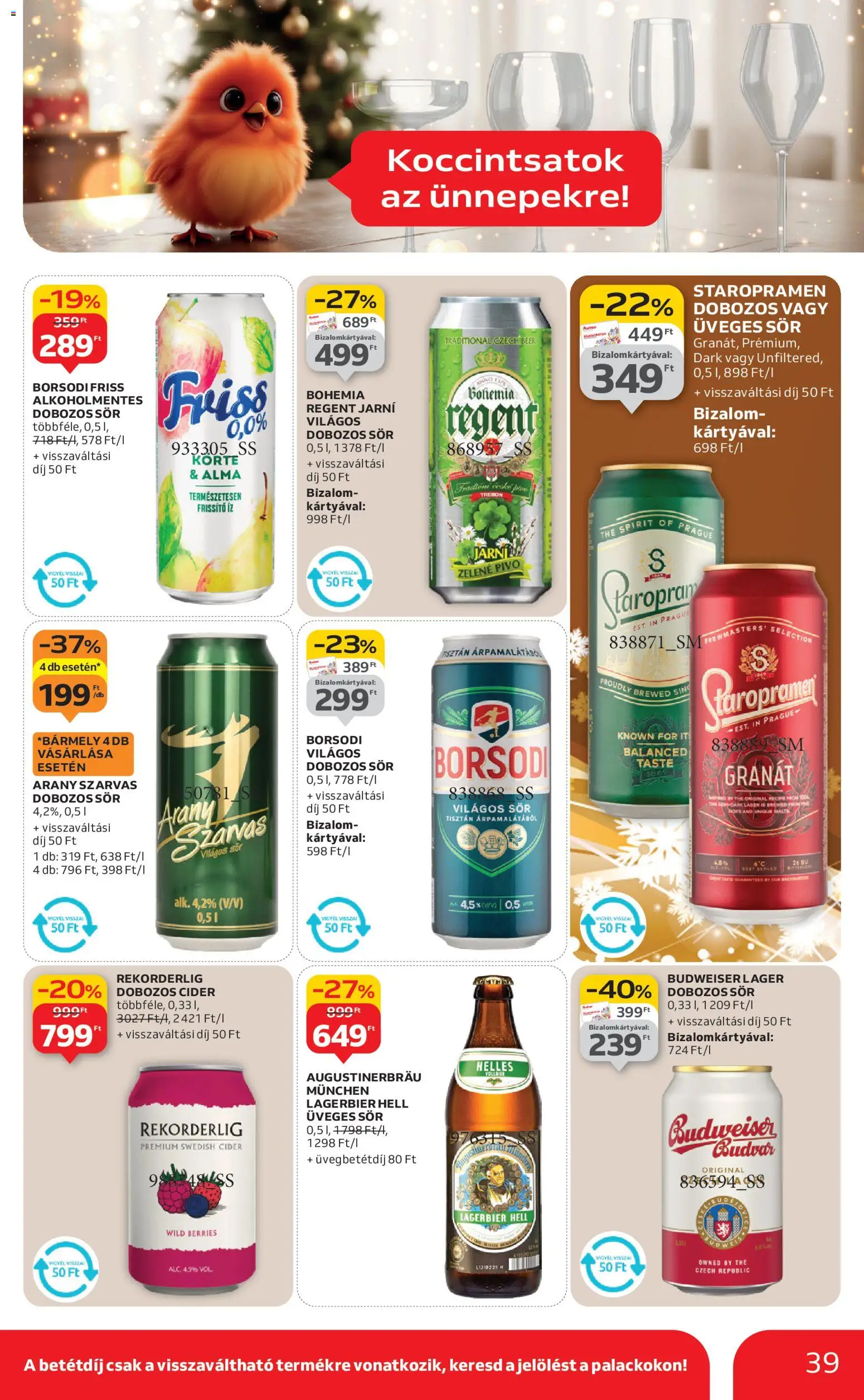Auchan akciós ujság - amely érvényes a következő dátumtól: 18.12.2025 | Oldal: 39 | Termékek: Körte, Cider, Dobozos sör, Sör