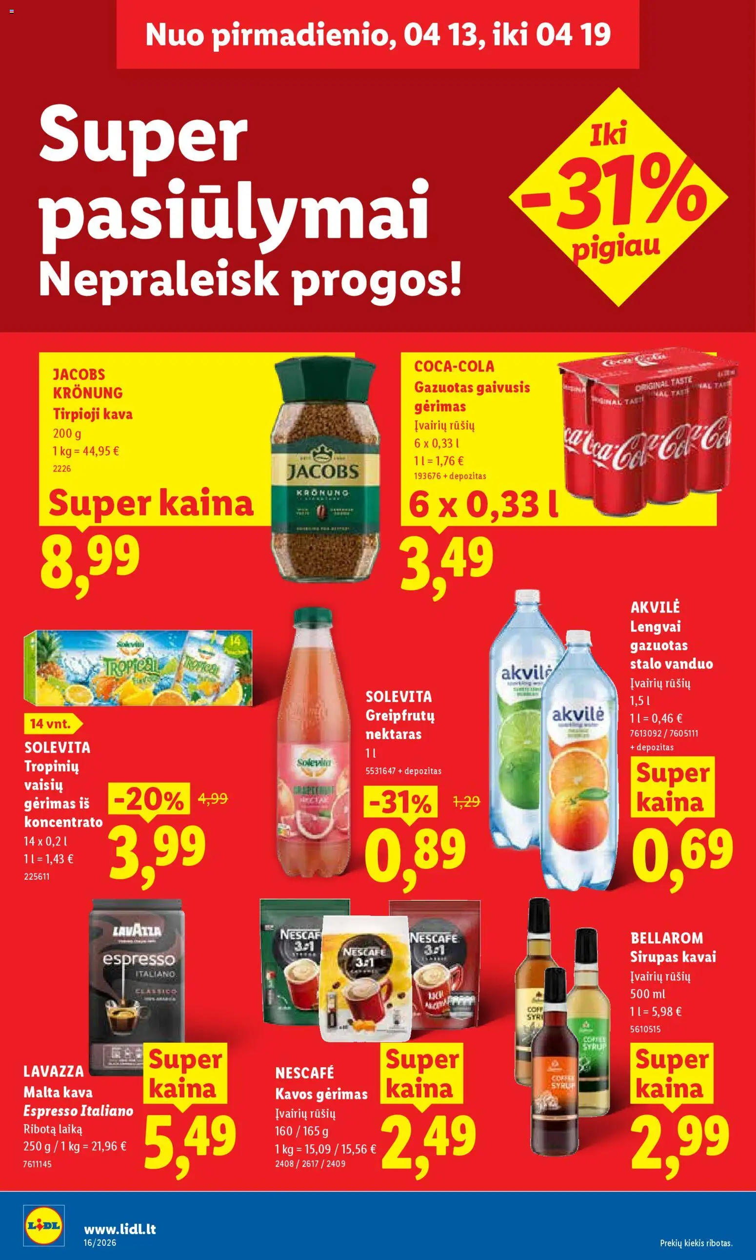 LIDL akcijos nuo 13.04.2026 | Puslapis: 18 | Prekių: Tirpioji kava, Kava