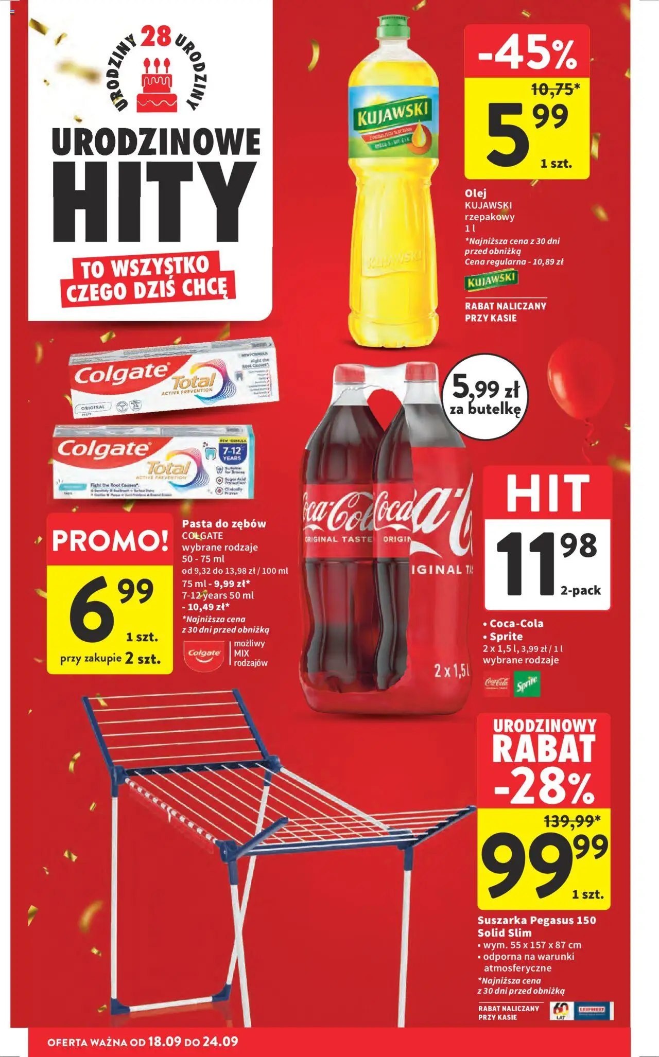 Intermarche Gazetka od 18.09.2025 | Strona: 6 | Produkty: Suszarka, Sprite, Coca cola, Pasta do zębów