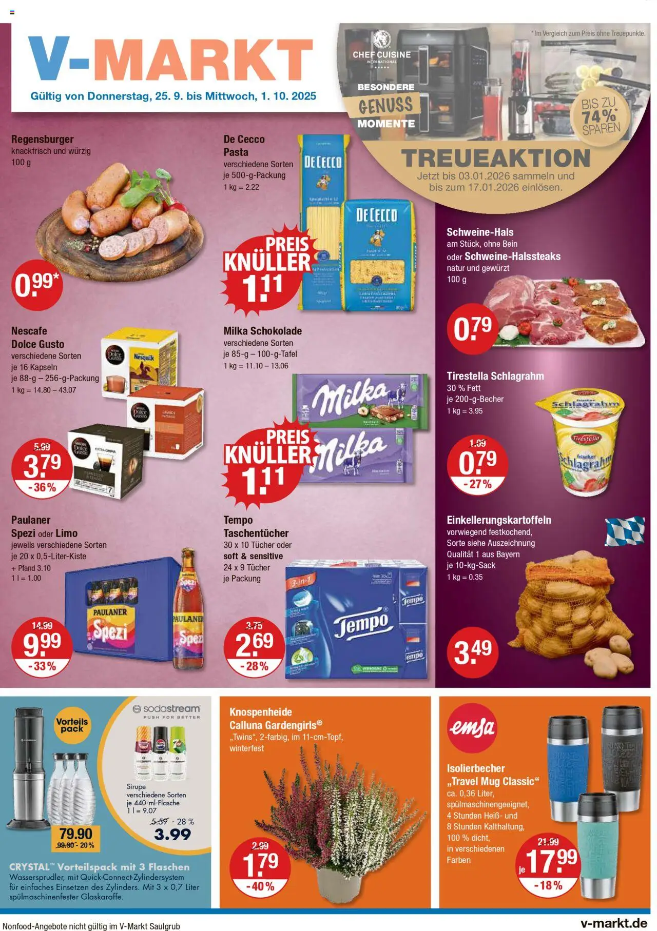 V-Markt - M&#252;nchen – gültig ab 25.09.2025 | Seite: 1 | Produkte: Nescafe, Schokolade, Milka schokolade, Paulaner