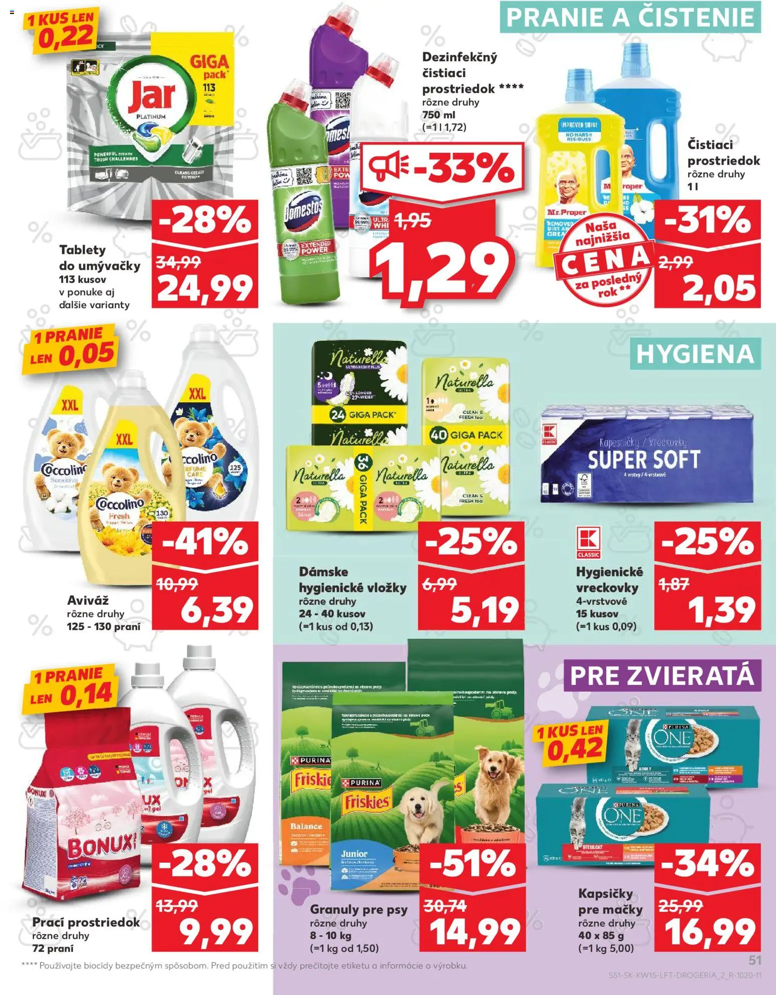 Nové Kaufland akcie – leták je platný od 09.04.2026 | Strana: 51 | Produkty: Friskies, Čistiaci prostriedok, Bonux, Coccolino