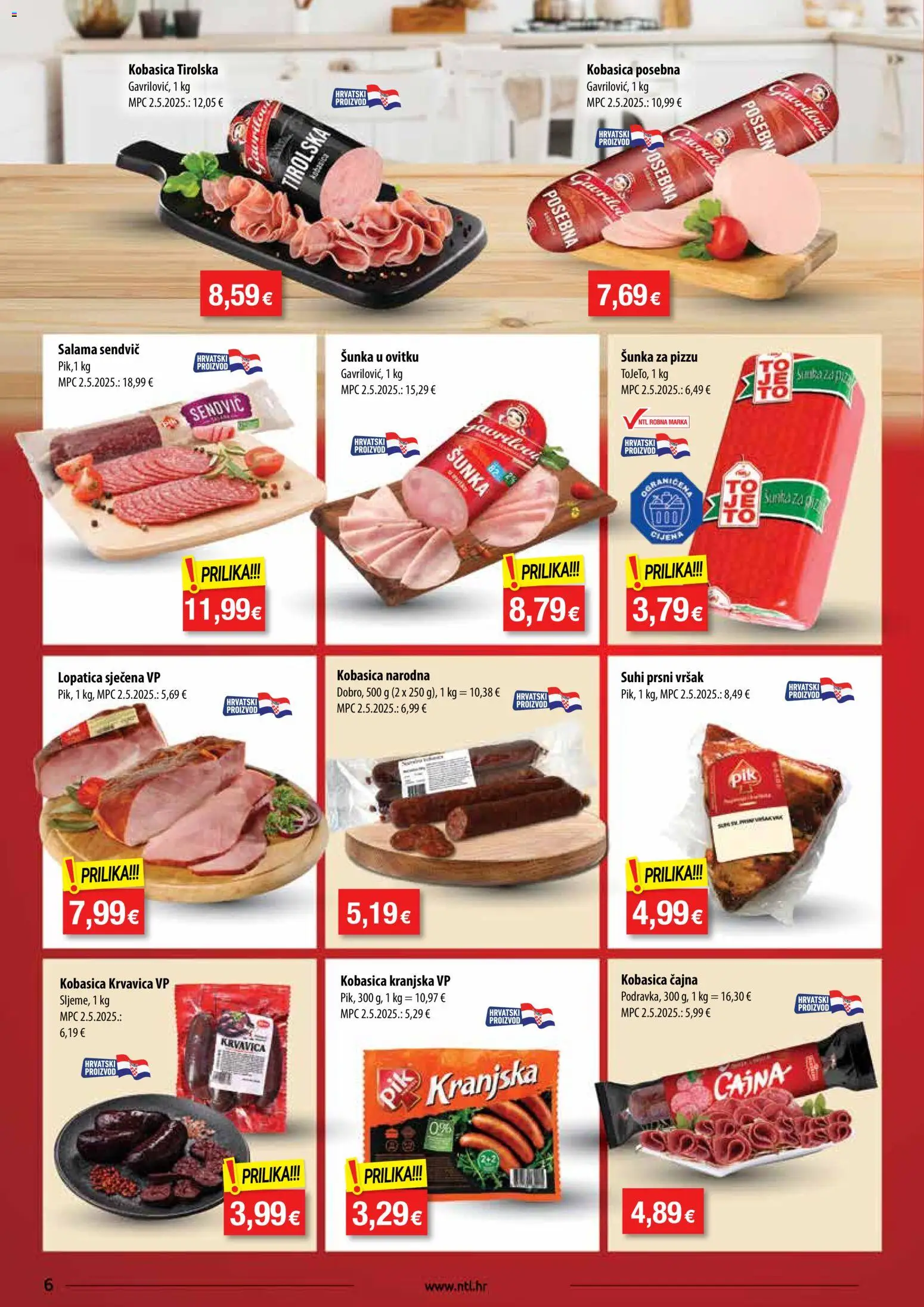 NTL katalog | vrijedi od 28.01.2026 | Stranica: 6 | Proizvodi: Salama, Šunka, Kobasica, Lopatica