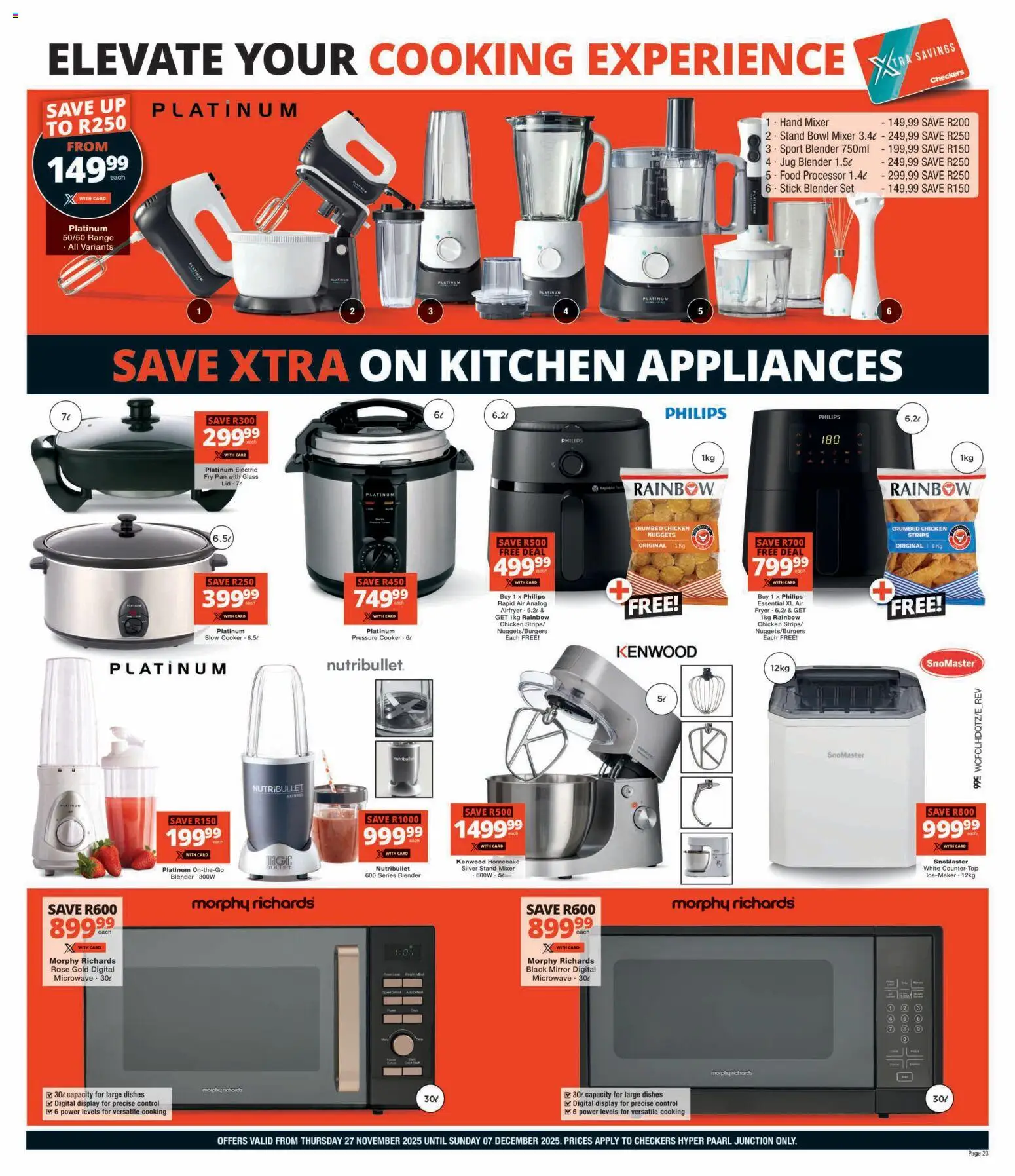New Checkers catalogue – valid from 27.11.2025 | Page: 23 | Products: Mixer, Microwave, Food processor, Chicken