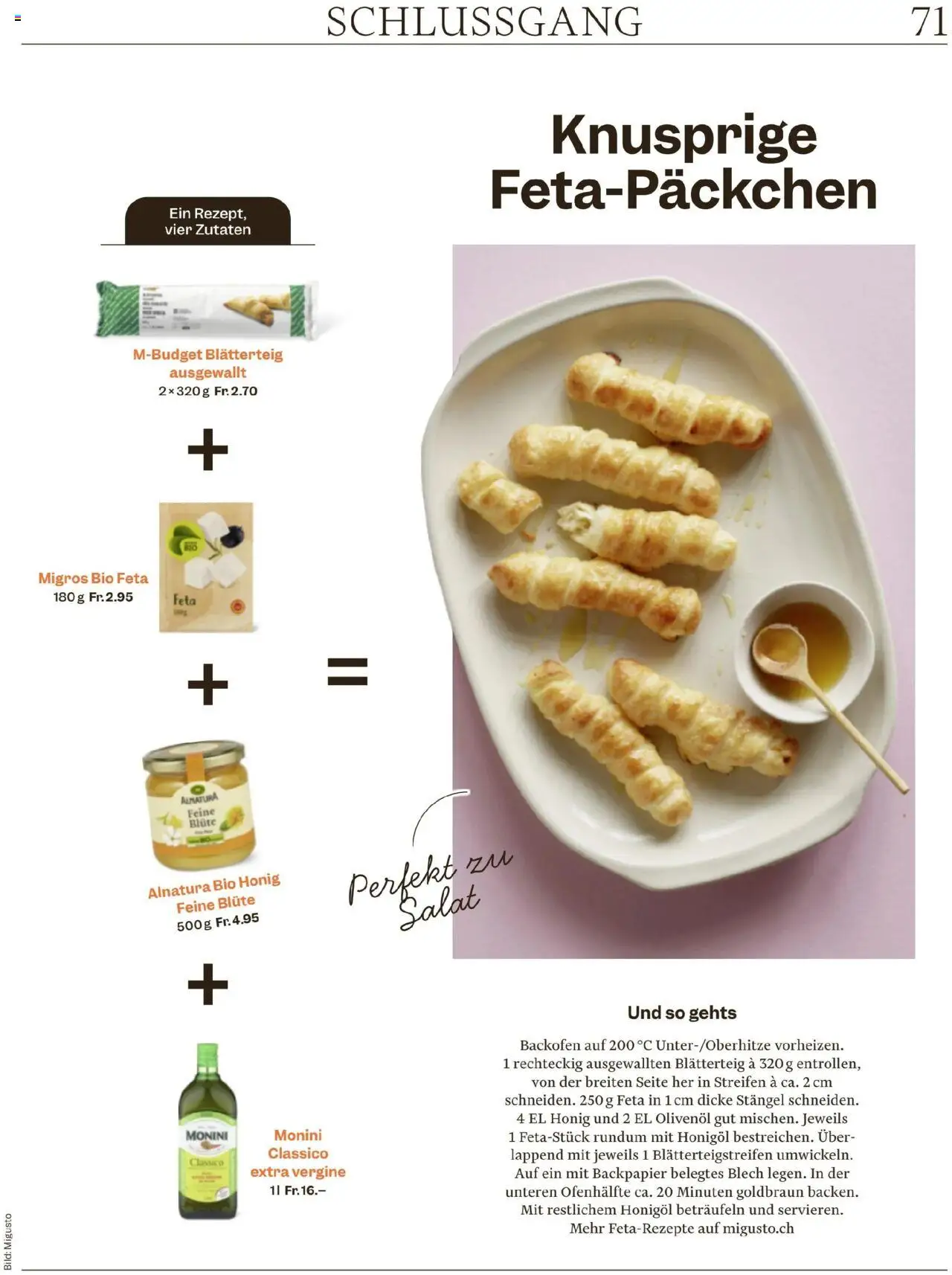 Migros Magazin – gültig ab 22.09.2025 | Seite: 71 | Produkte: Feta, Backofen, Salat