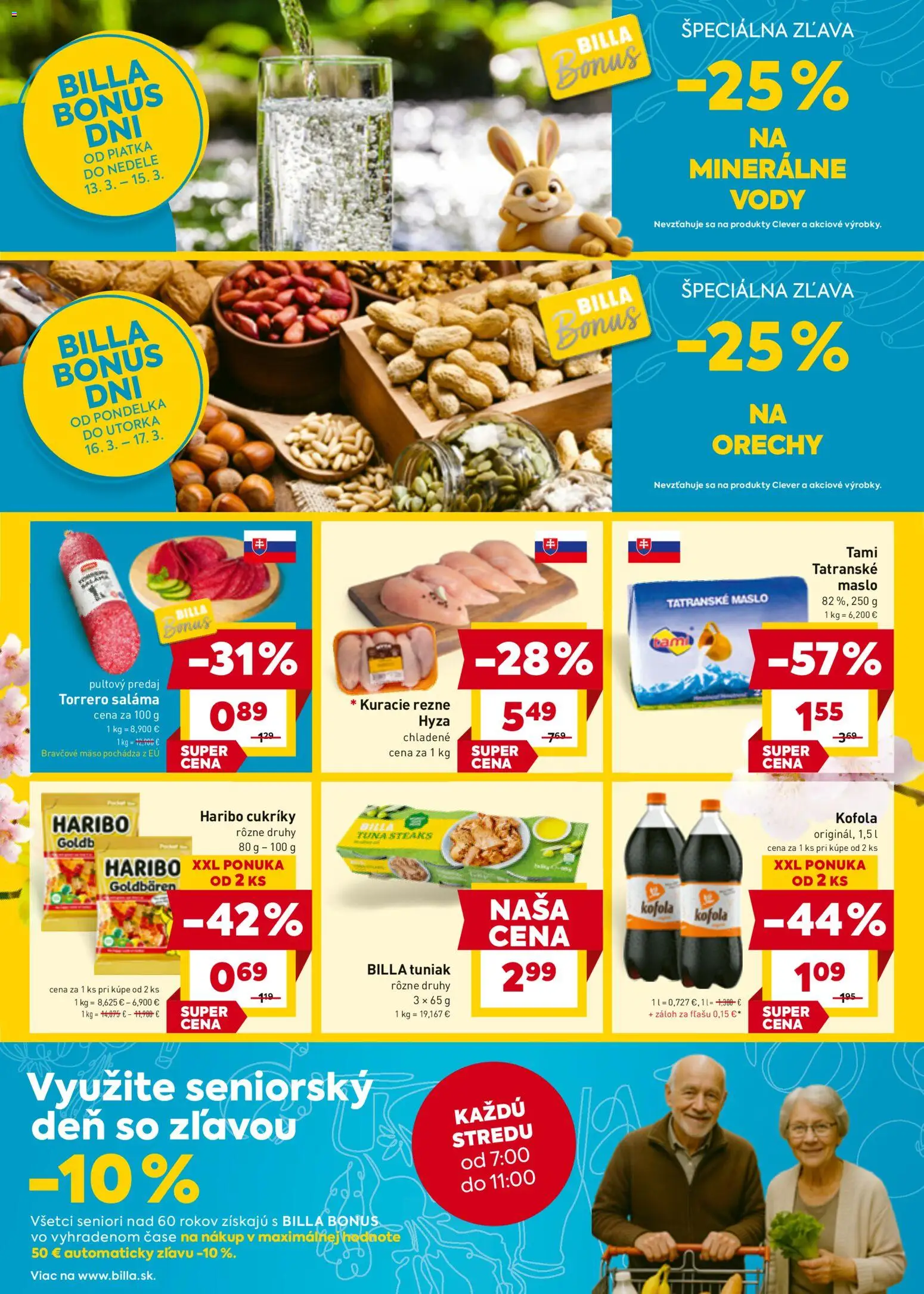 Nové Billa akcie – leták je platný od 11.03.2026 | Strana: 2 | Produkty: Saláma, Bravčové mäso, Cukríky, Orechy