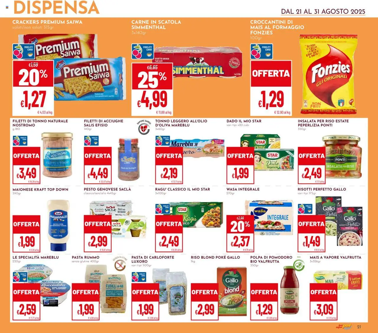 Volantino Pan del 21.08.2025 | Pagina: 21 | Prodotti: Maionese, Fusilli, Penne, Scatola