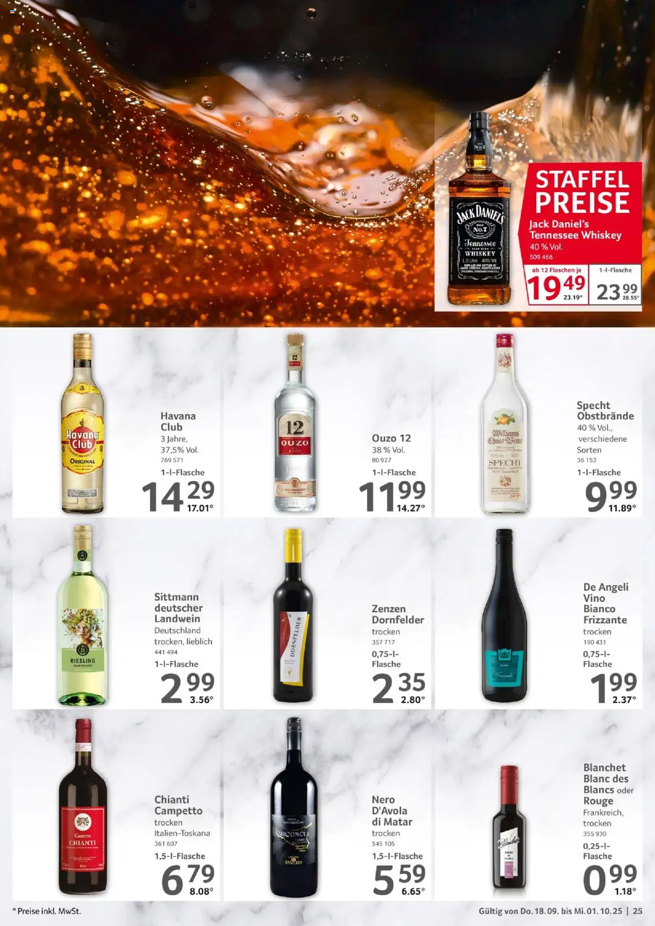 Selgros Gastronomie – gültig ab 18.09.2025 | Seite: 25 | Produkte: Havana club, Ouzo, Jack Daniel's, Rouge