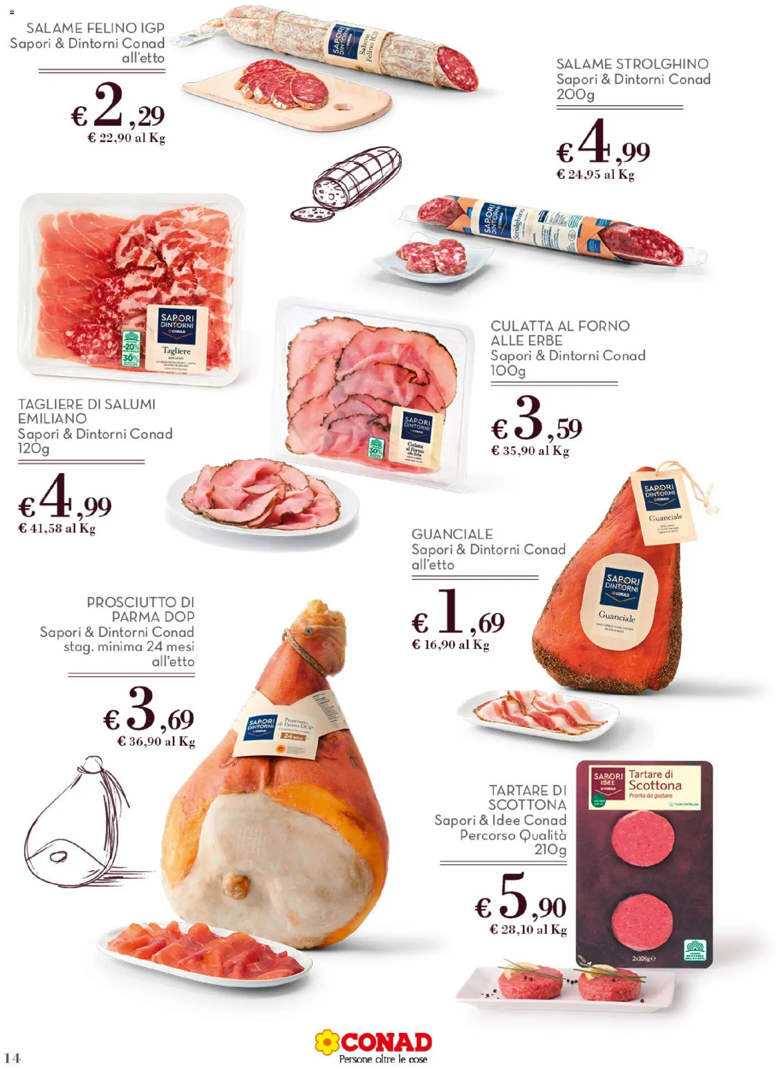 Volantino Conad del 11.03.2026 | Pagina: 14 | Prodotti: Salame, Prosciutto, Tagliere, Guanciale