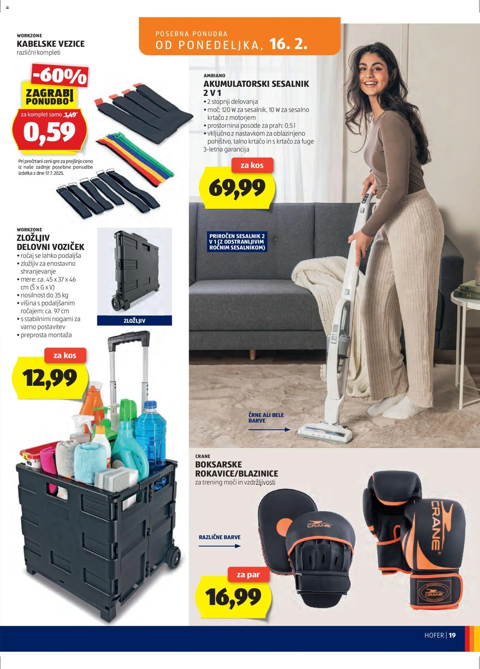 Novi Hofer katalog ponudbe – veljaven od 11.02.2026 | Stran: 19 | Izdelki: Kos, Sesalnik, Voziček
