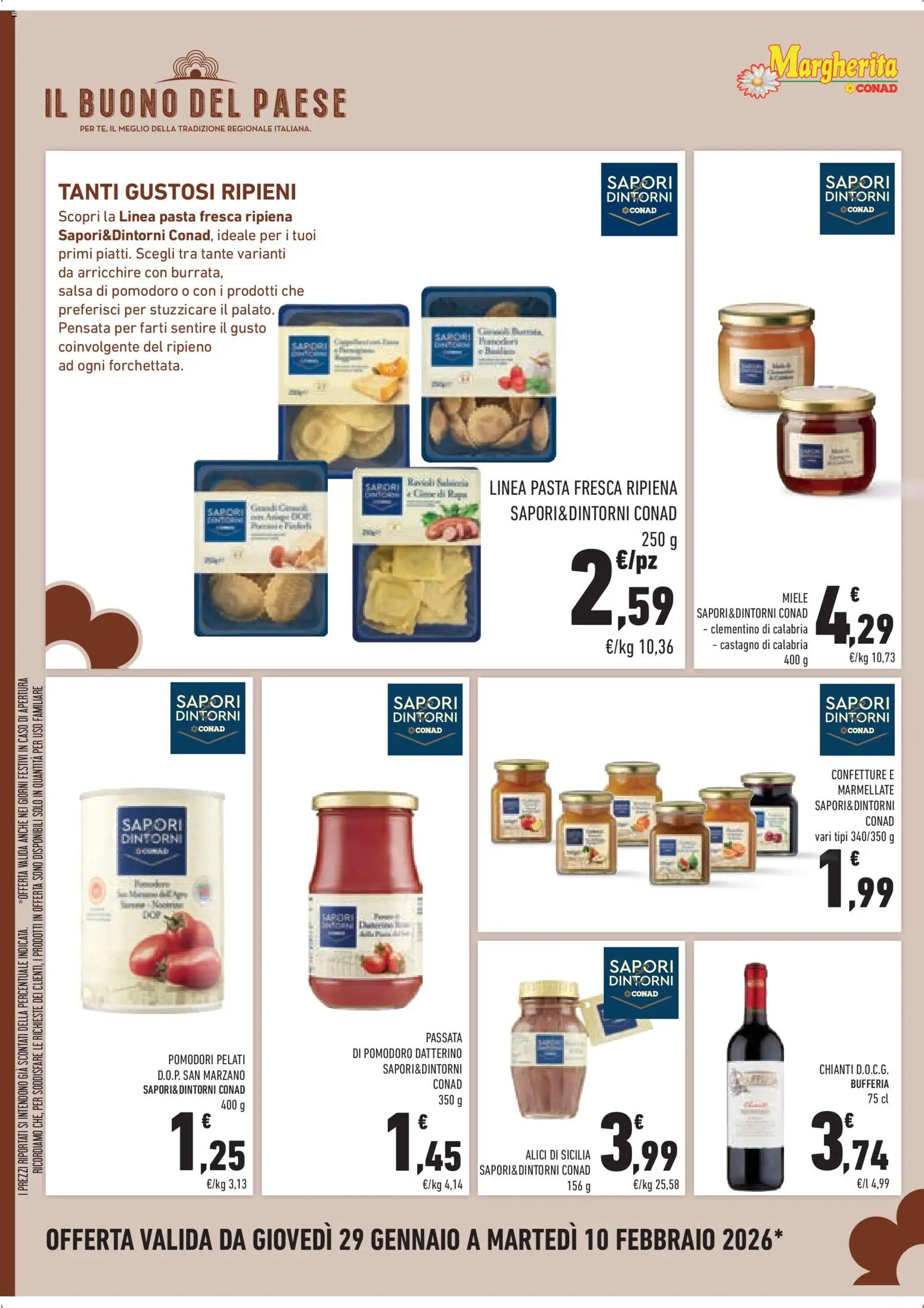 Volantino Conad del 29.01.2026 | Pagina: 14 | Prodotti: Pomodoro, Pomodori, Pasta, Passata di pomodoro