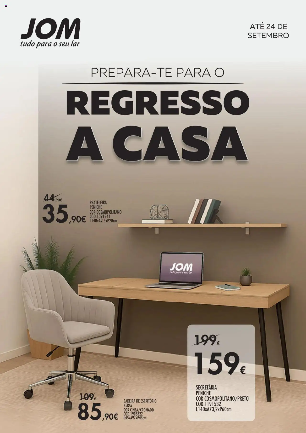 JOM folheto │ válido de 18.08.2025 | Página: 1 | Produtos: Cadeira de escritório, Prateleira, Cadeira
