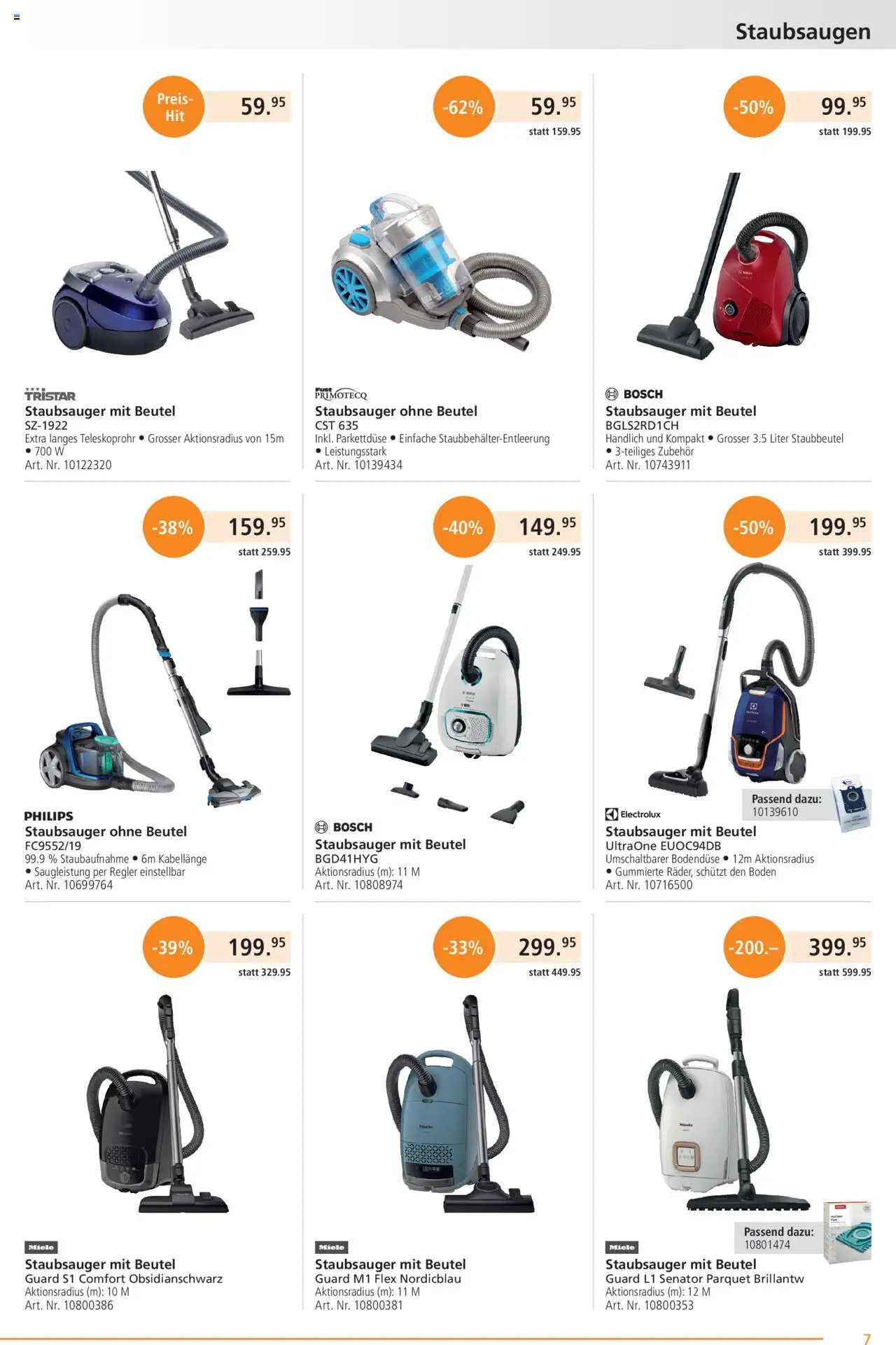 Fust Aktionen – gültig ab 20.10.2025 | Seite: 7 | Produkte: Staubsauger, Miele, Bosch, Philips