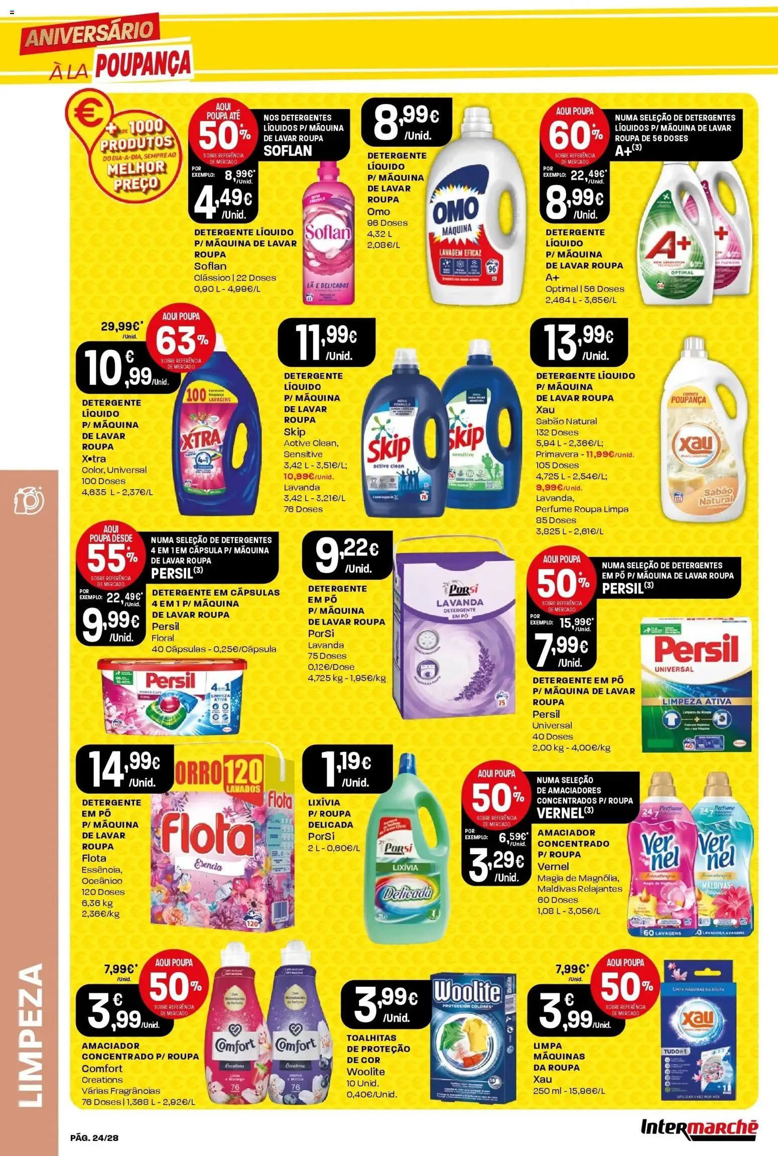 Intermarché - Aniversário à la poupança. » de 30/10/2025 - 05/11/2025 | Página: 24 | Produtos: Máquina de lavar, Perfume, Pó, Persil