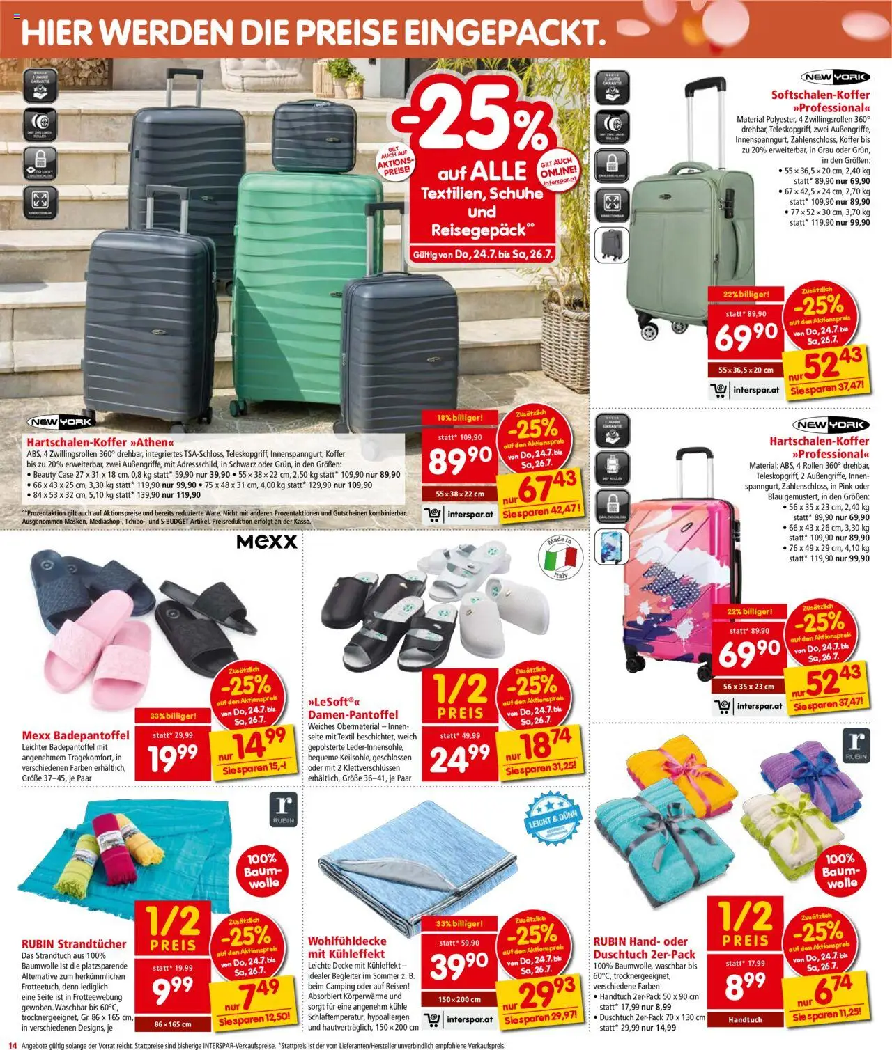 Interspar Flugblatt - Kärnten gültig ab 24.07.2025 | Seite: 14 | Produkte: Koffer, Decke