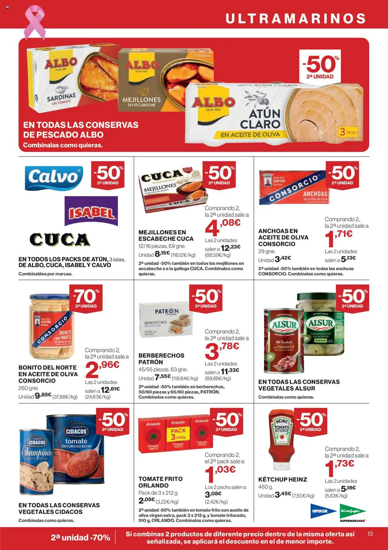 El Corte Inglés ofertas │ válido desde el 09.10.2025 | Página: 15 | Productos: Berberechos, Pescado, Aceite de oliva, Ensalada
