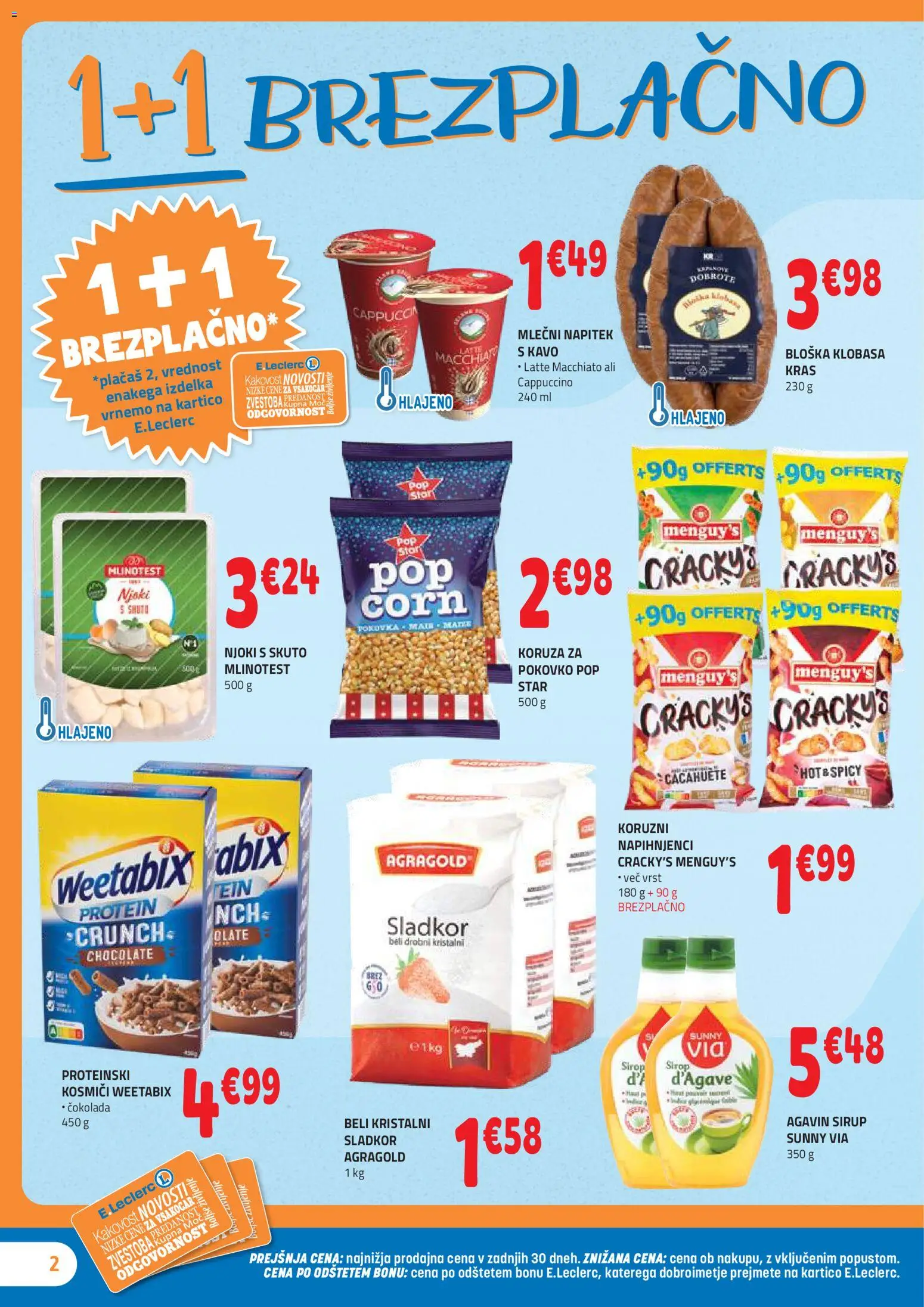 Novi E.leclerc katalog ponudbe – veljaven od 29.10.2025 | Stran: 2 | Izdelki: Koruza, Njoki, Kosmici, Sladkor