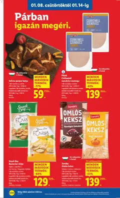 Snack Day Barnarizs-chips, Sajtos / paprikás / sós-borsos / hagymás-tejfölös Barnarizs-chips, 60g - amely érvényes a következő dátumtól: 08.01.2026 | Oldal: 14