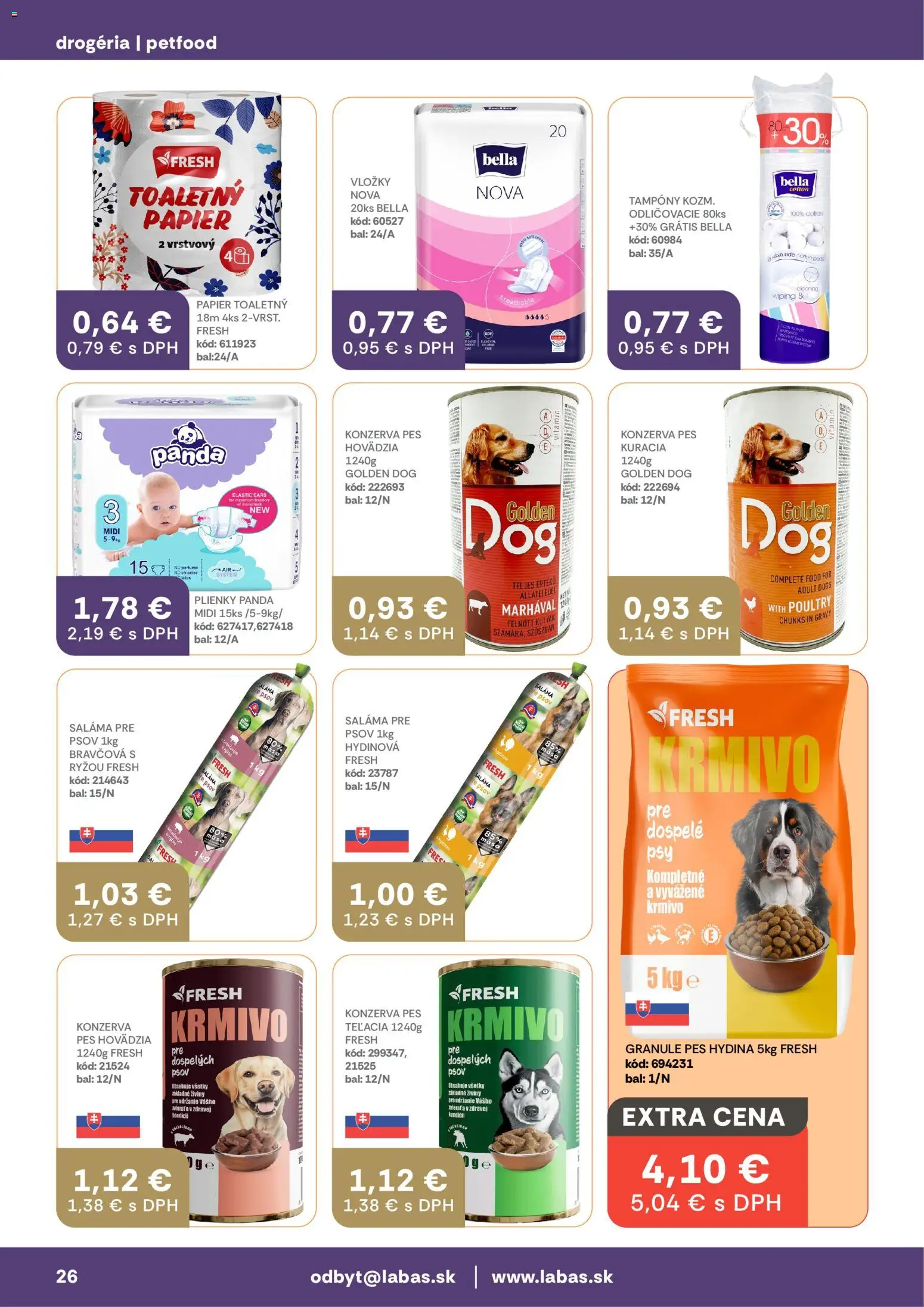 Nové Labaš akcie – leták je platný od 13.02.2026 | Strana: 26 | Produkty: Saláma, Plienky