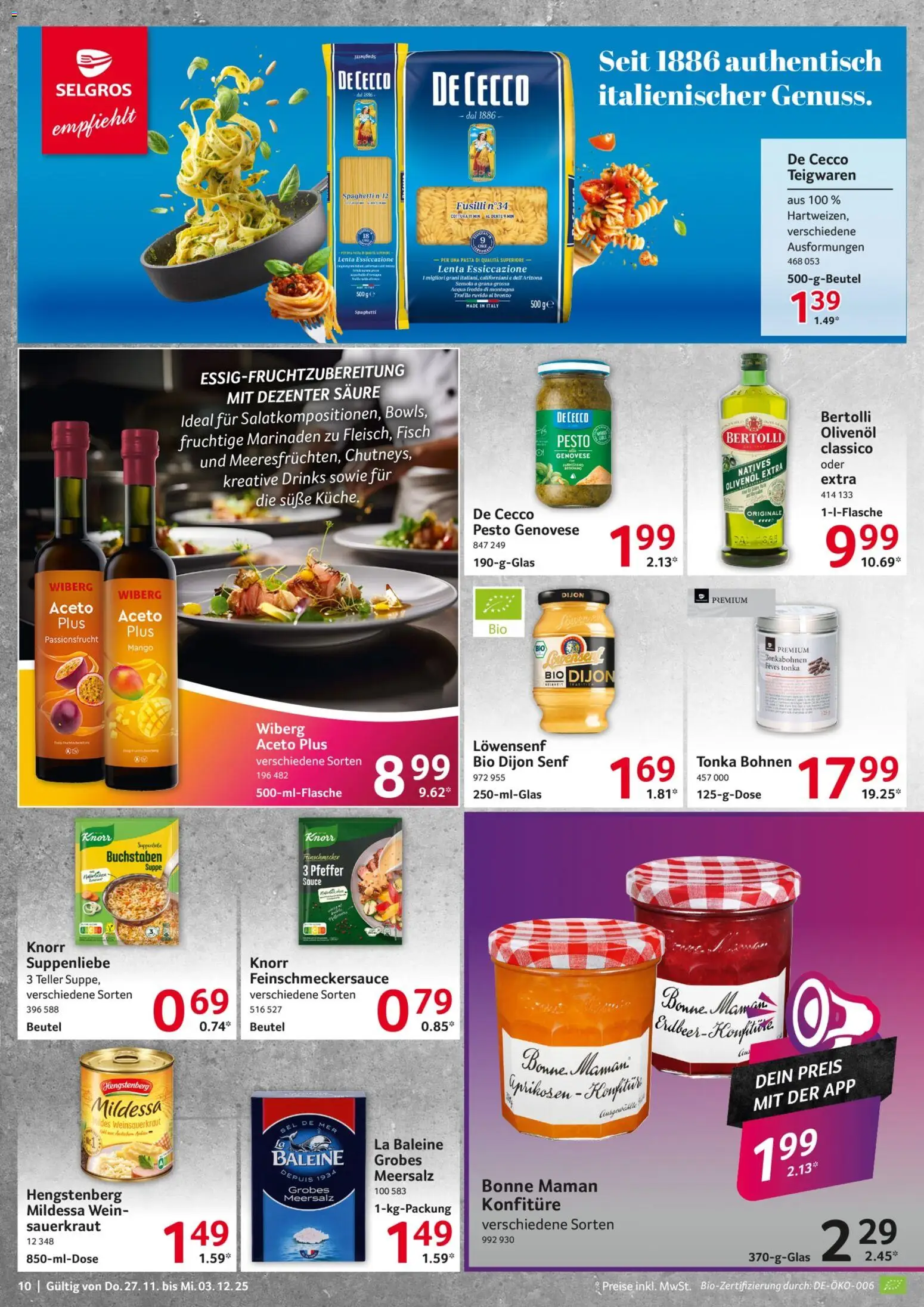 Selgros Prospekt 	 – gültig ab 27.11.2025 | Seite: 10 | Produkte: Knorr, Pfeffer, Pasta, Bonne maman