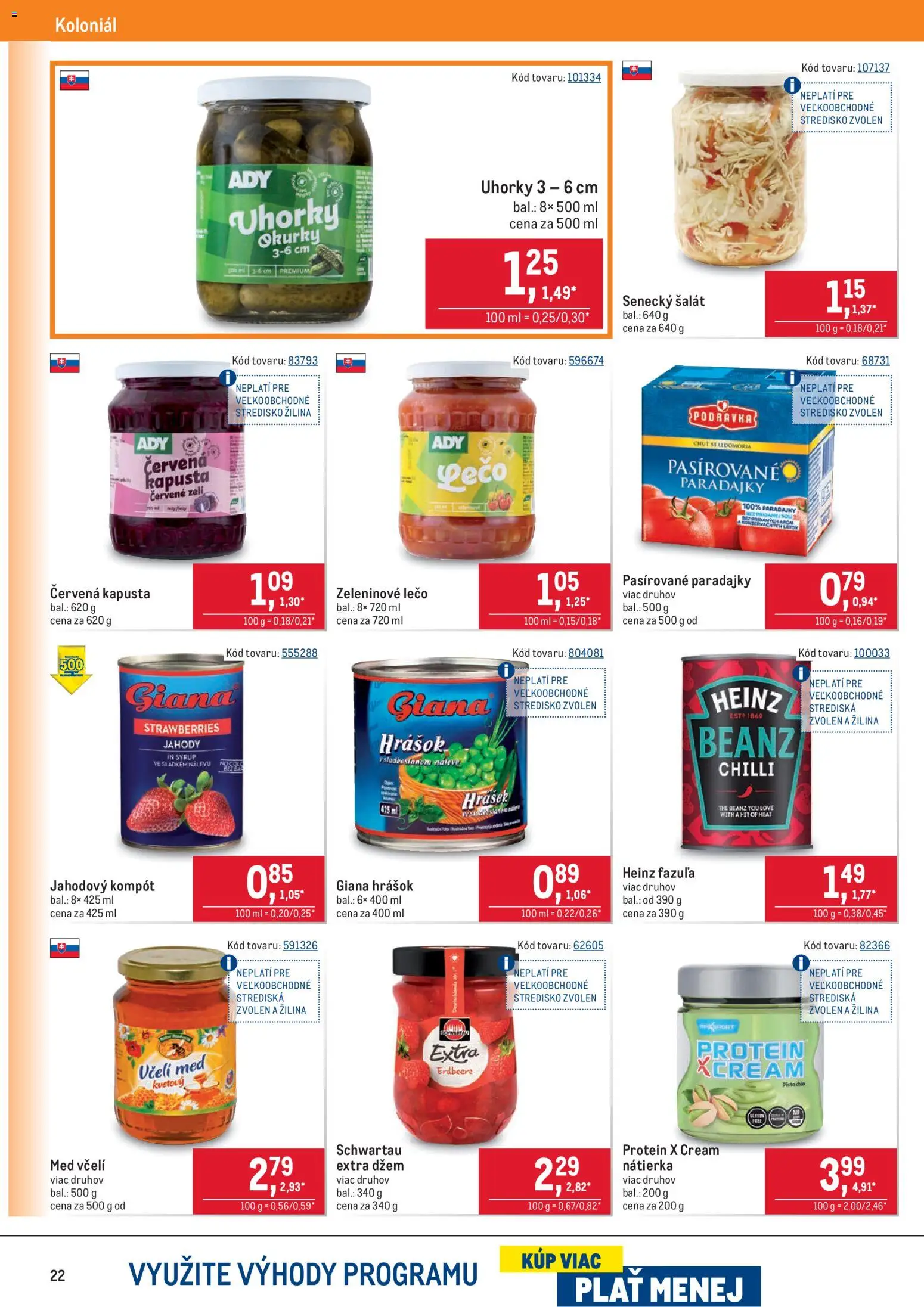 Nové Metro akcie – leták je platný od 08.04.2026 | Strana: 22 | Produkty: Chilli, Hrášok, Med, Uhorky