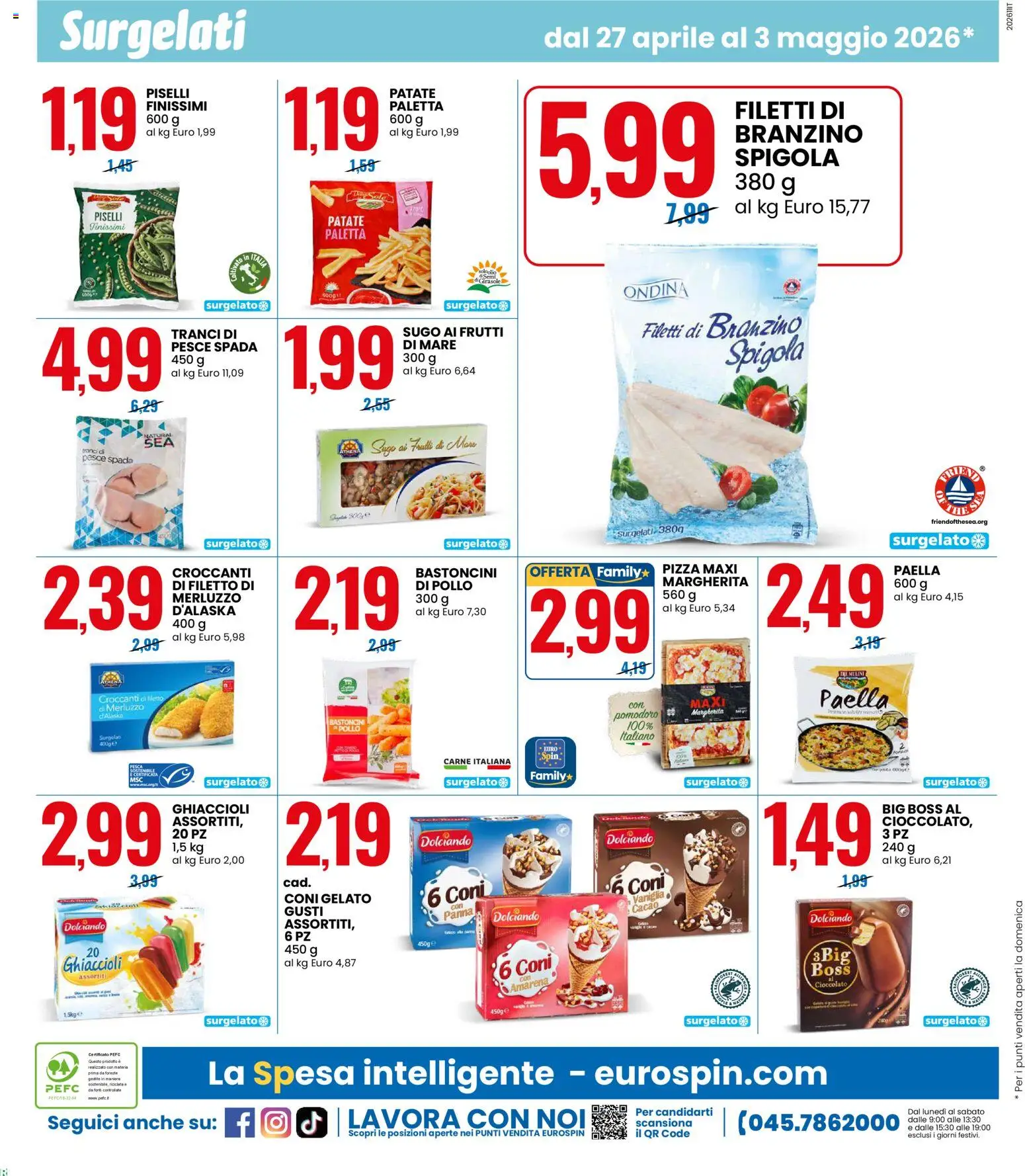 Volantino Eurospin del 27.04.2026 | Pagina: 14 | Prodotti: Paletta, Cioccolato, Piselli, Cacao