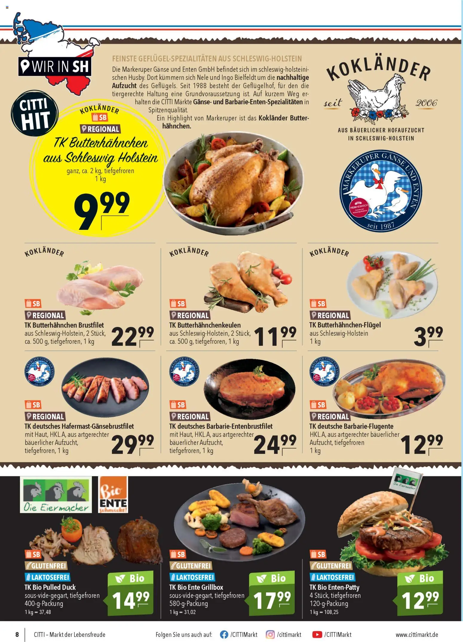 CITTI Markt Tiefkühlkost – gültig ab 04.03.2026 | Seite: 8 | Produkte: Butter, Ente