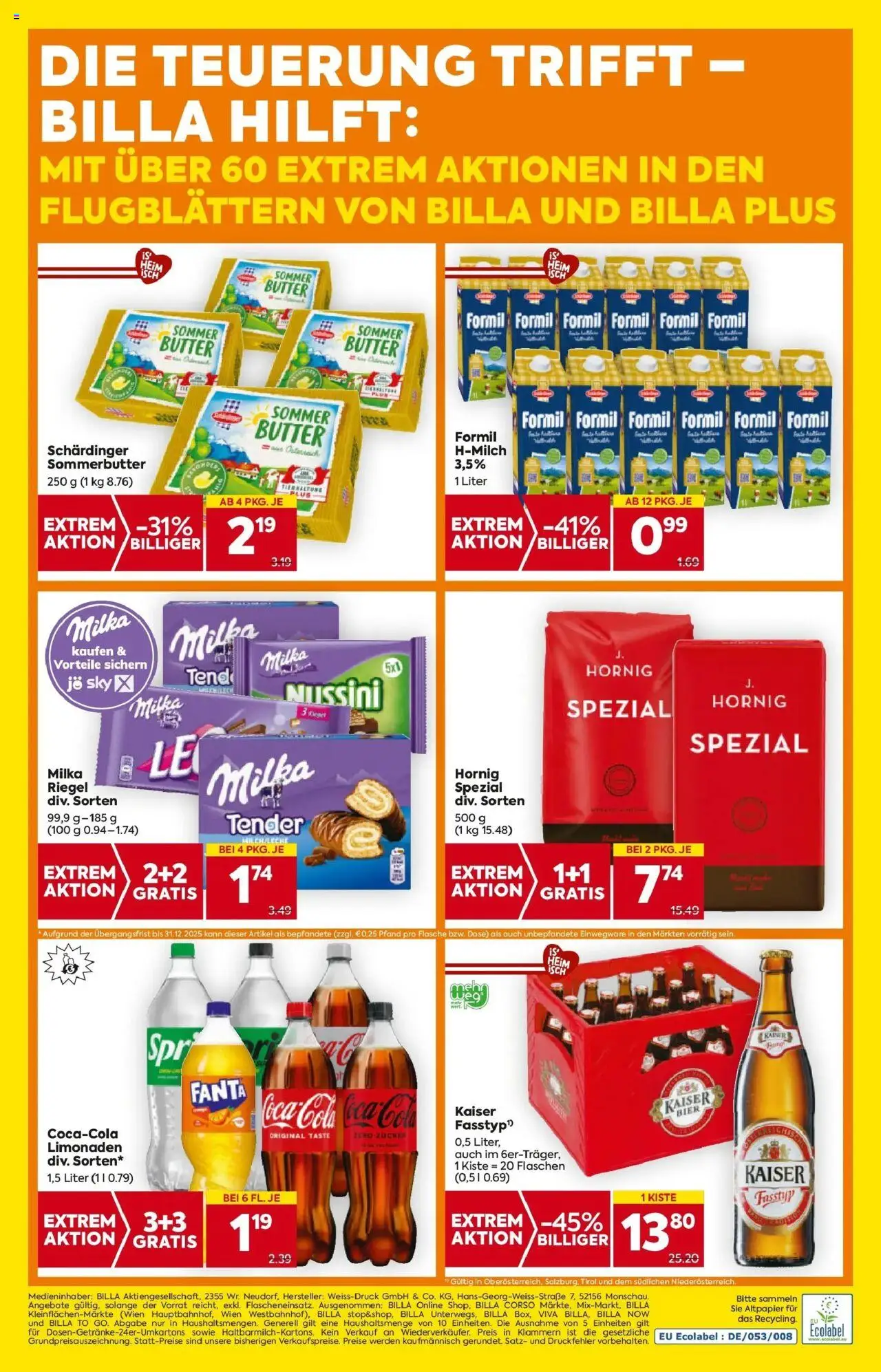 Billa Flugblatt - Amstetten, Neufurth gültig ab 09.10.2025 | Seite: 20 | Produkte: Zucker, Butter, Bier