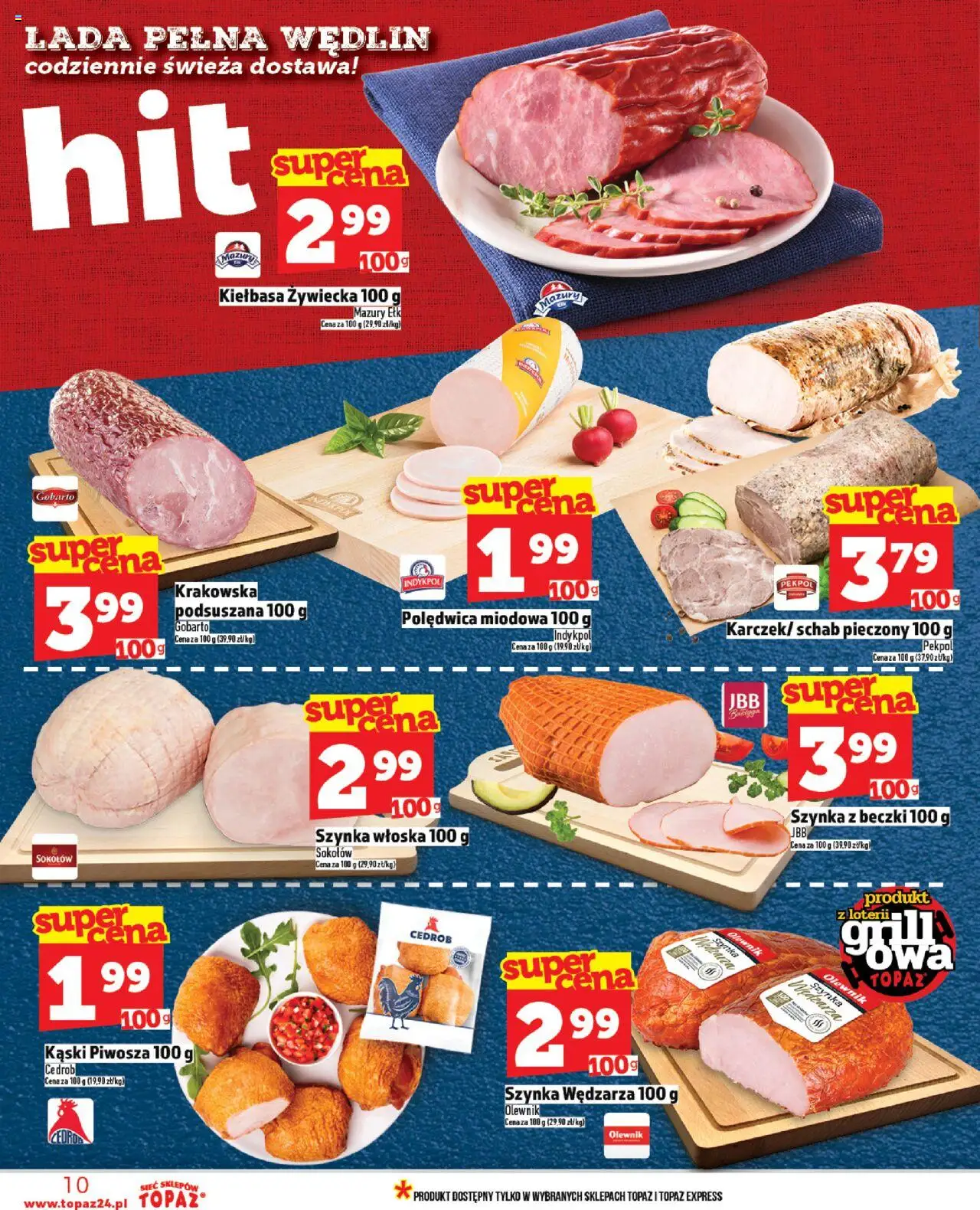 Topaz Gazetka MAZ od 05.06.2025 | Strona: 10 | Produkty: Kiełbasa, Schab, Szynka, Schab pieczony