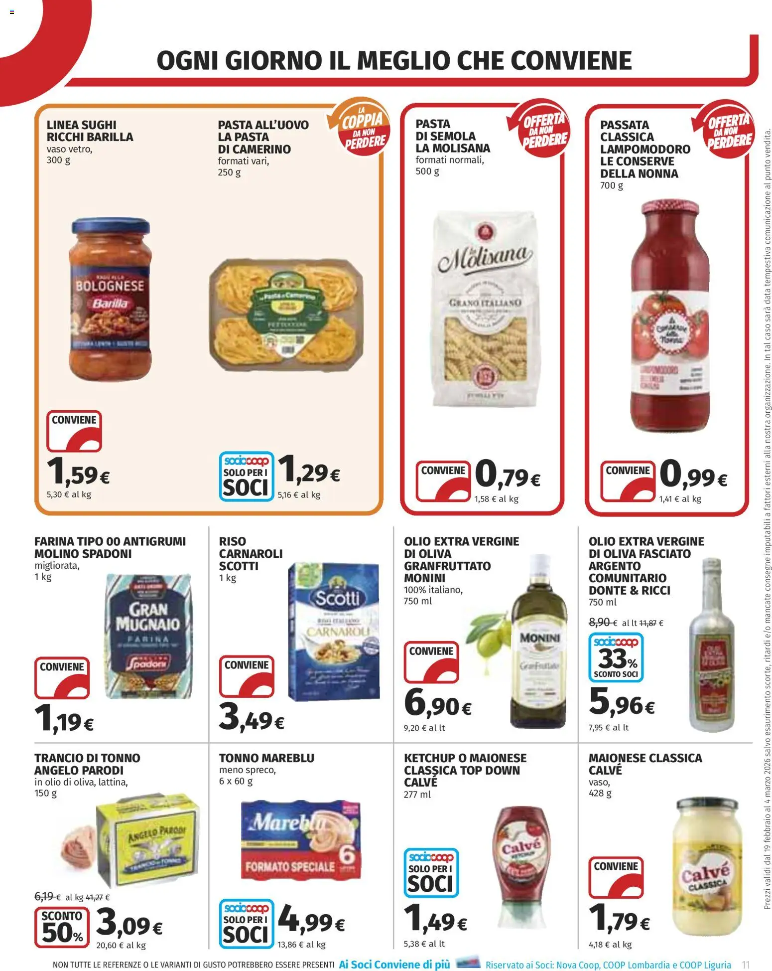 Volantino COOP del 19.02.2026 | Pagina: 11 | Prodotti: Ketchup, Maionese, Farina, Pasta