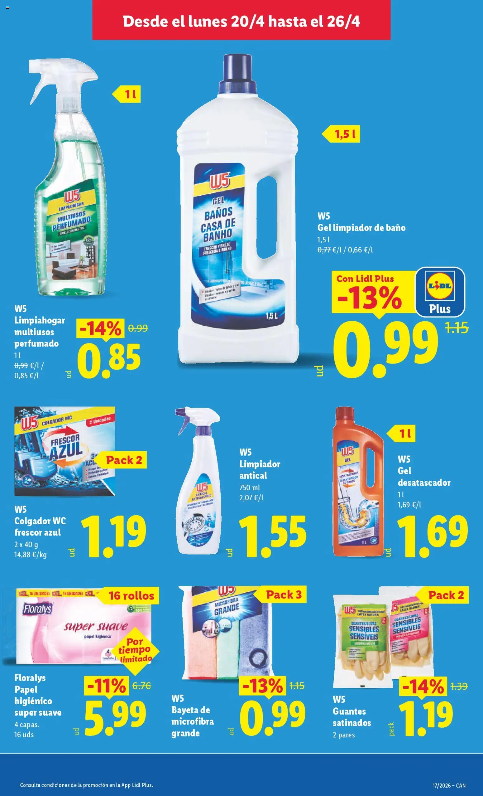 Lidl Canarias │ válido desde el 20.04.2026 | Página: 21 | Productos: Papel higienico, Guantes, Γκούντα, Baño