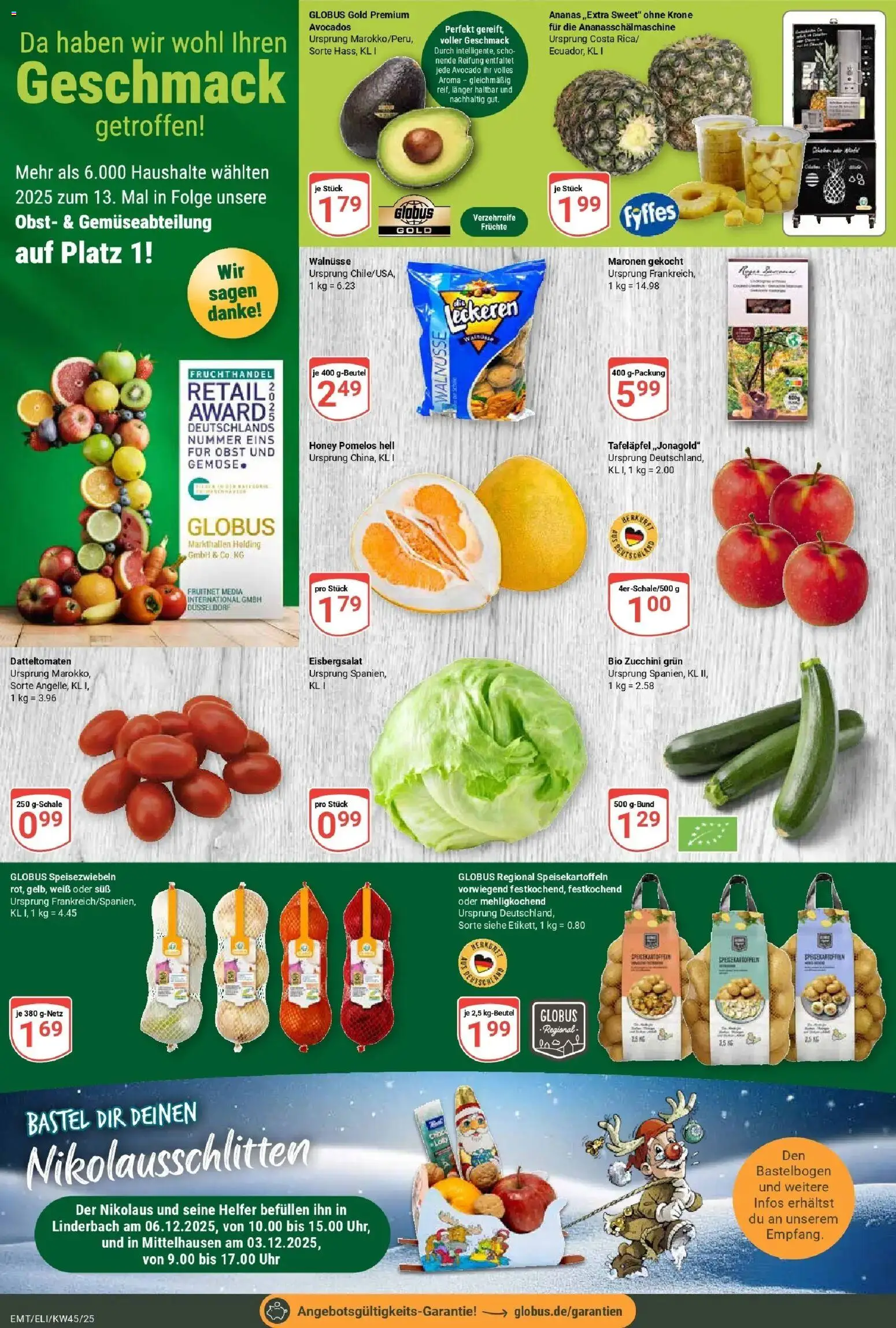 Globus prospekt Mittelhausen	 – gültig ab 02.11.2025 | Seite: 5 | Produkte: Walnüsse, Eisbergsalat, Obst, Zucchini