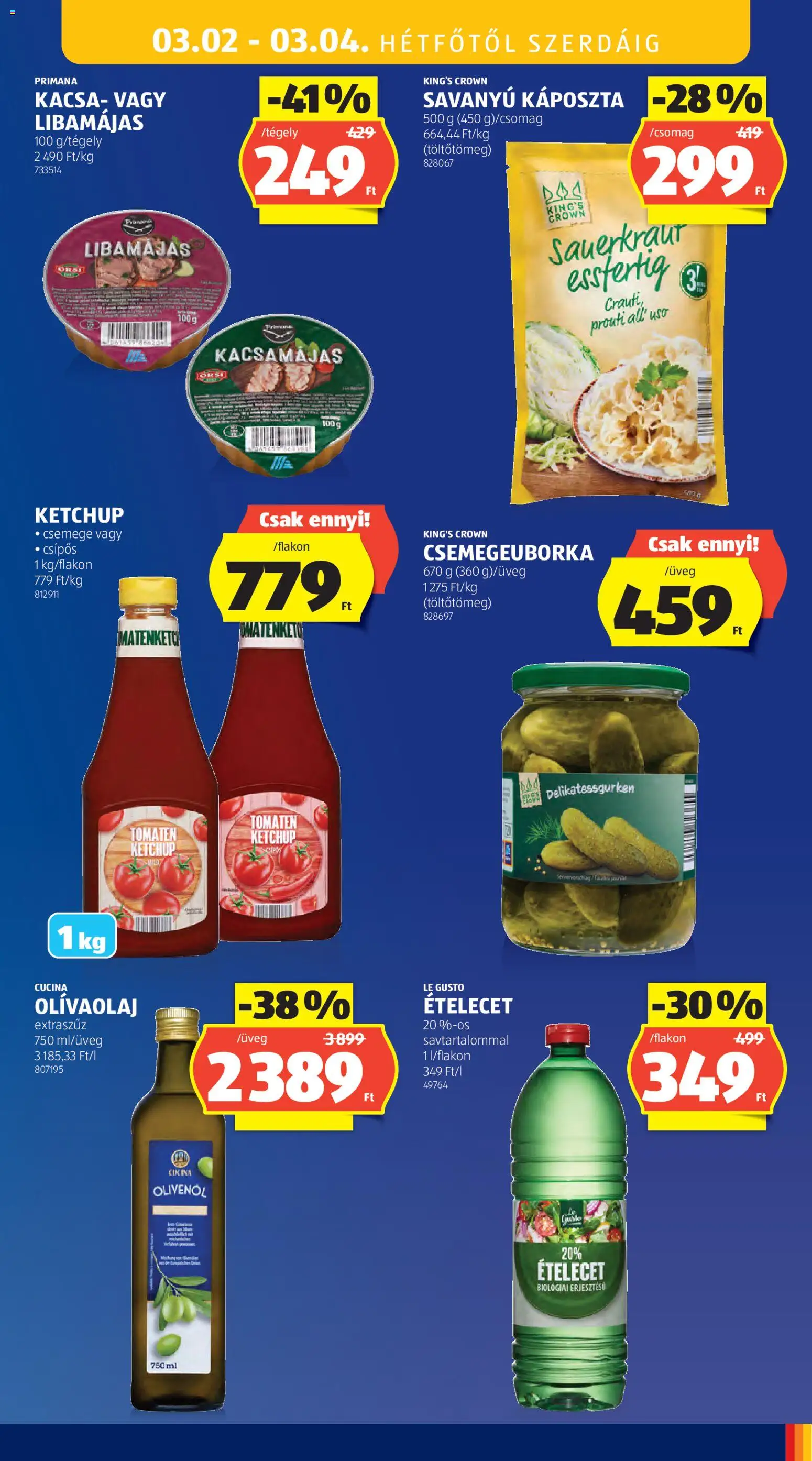 Aldi akciós ujság - amely érvényes a következő dátumtól: 26.02.2026 | Oldal: 37 | Termékek: Káposzta, Savanyú káposzta, Ketchup, Olívaolaj