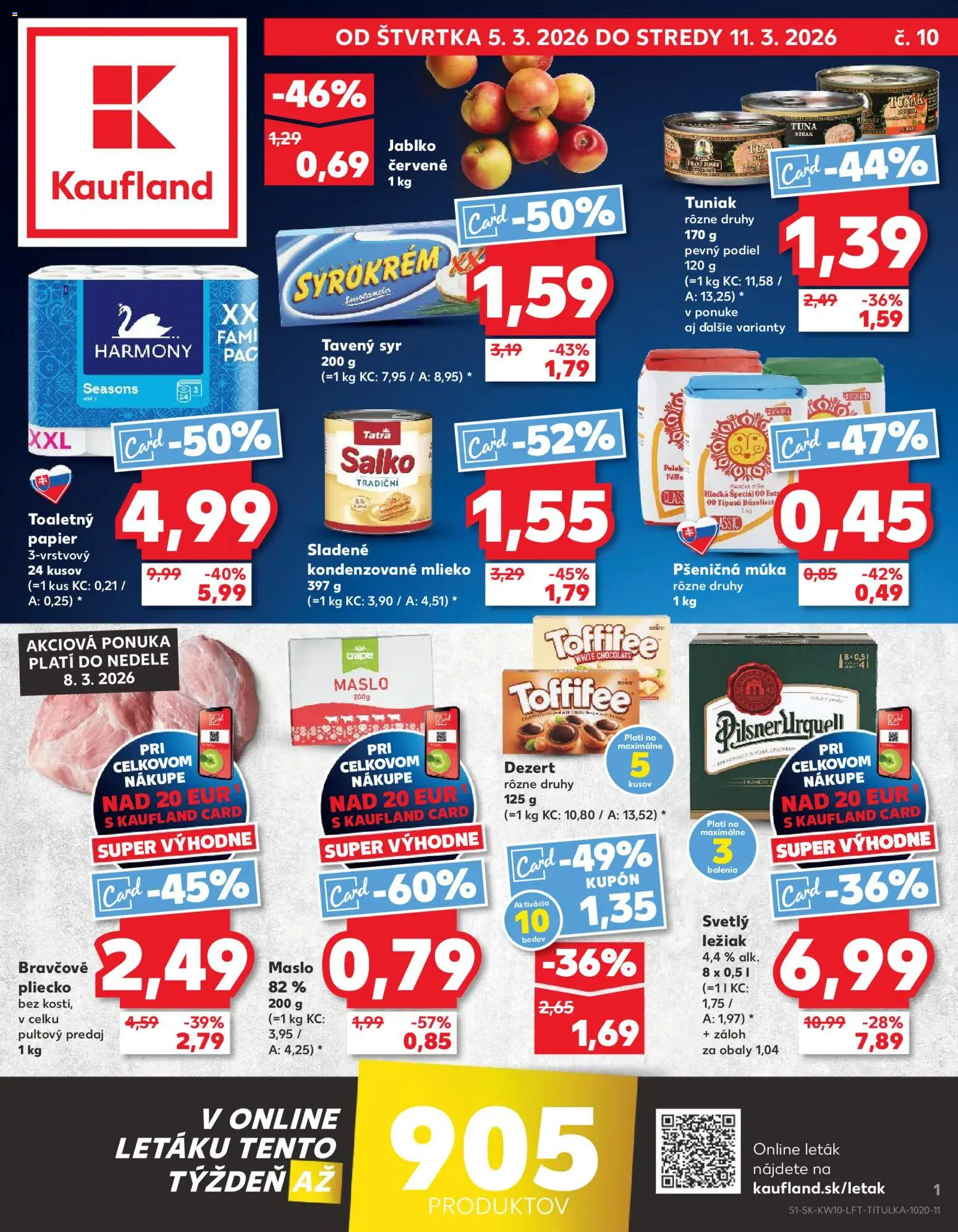 Nové Kaufland akcie – leták je platný od 05.03.2026 | Strana: 1 | Produkty: Maslo, Pšeničná múka, Salko, Múka