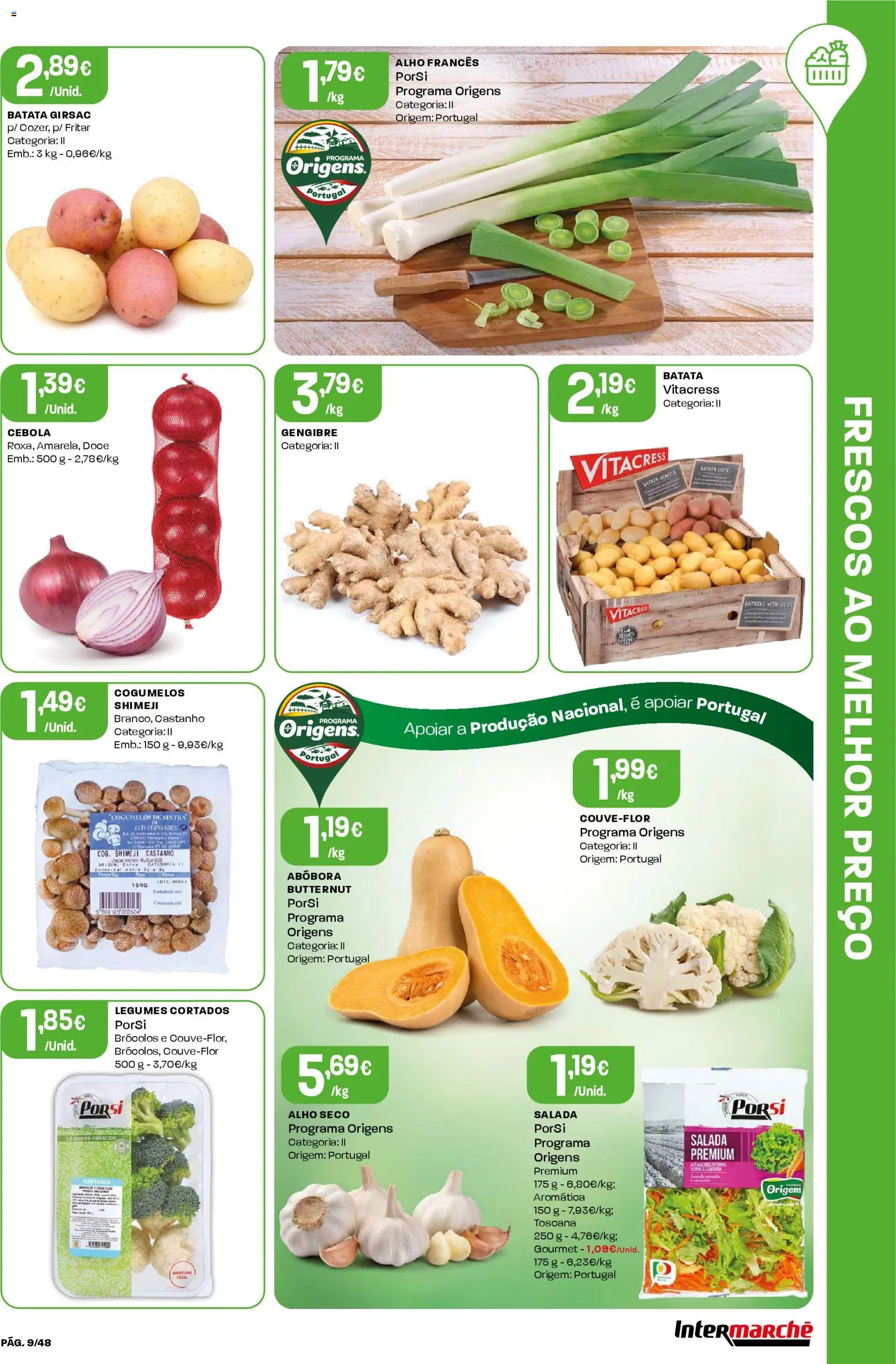 Intermarché folheto │ válido de 06.11.2025 | Página: 9 | Produtos: Alho francês, Cebola, Cogumelos, Salada