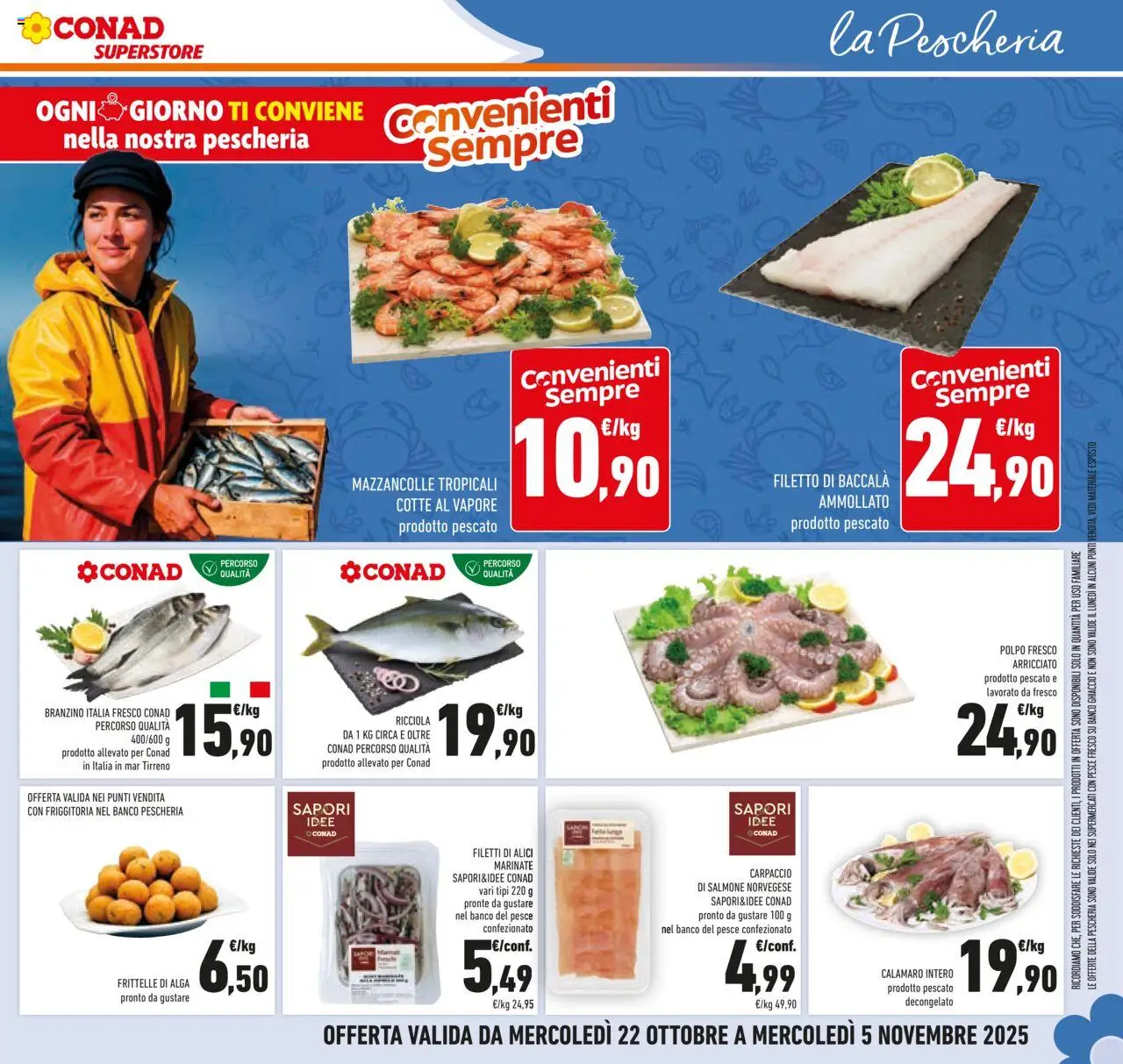 Volantino Conad del 22.10.2025 | Pagina: 25 | Prodotti: Salmone, Pesce, Branzino, Alici