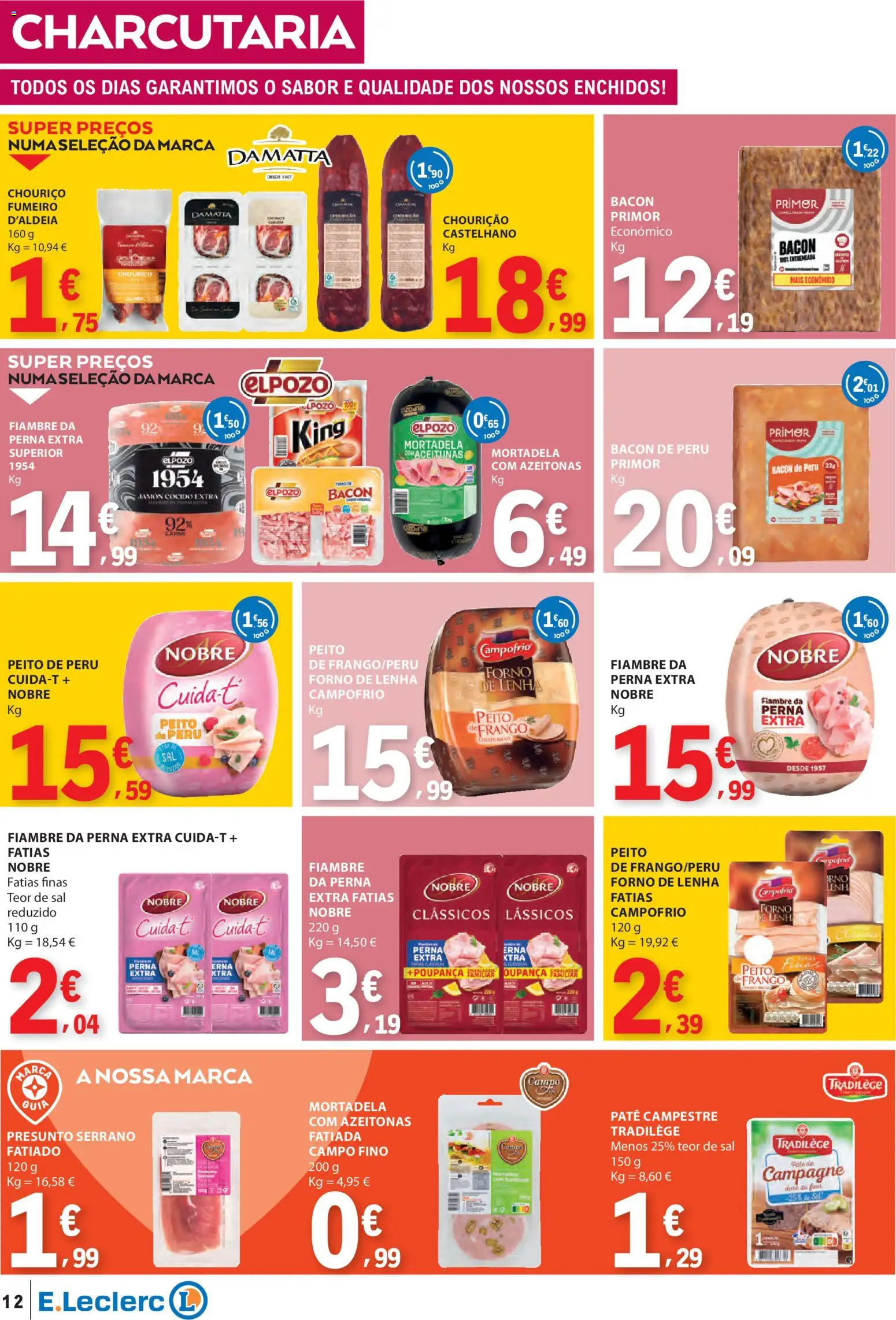 E.Leclerc folheto │ válido de 12.02.2026 | Página: 12 | Produtos: Mortadela, Forno, Frango, Sal