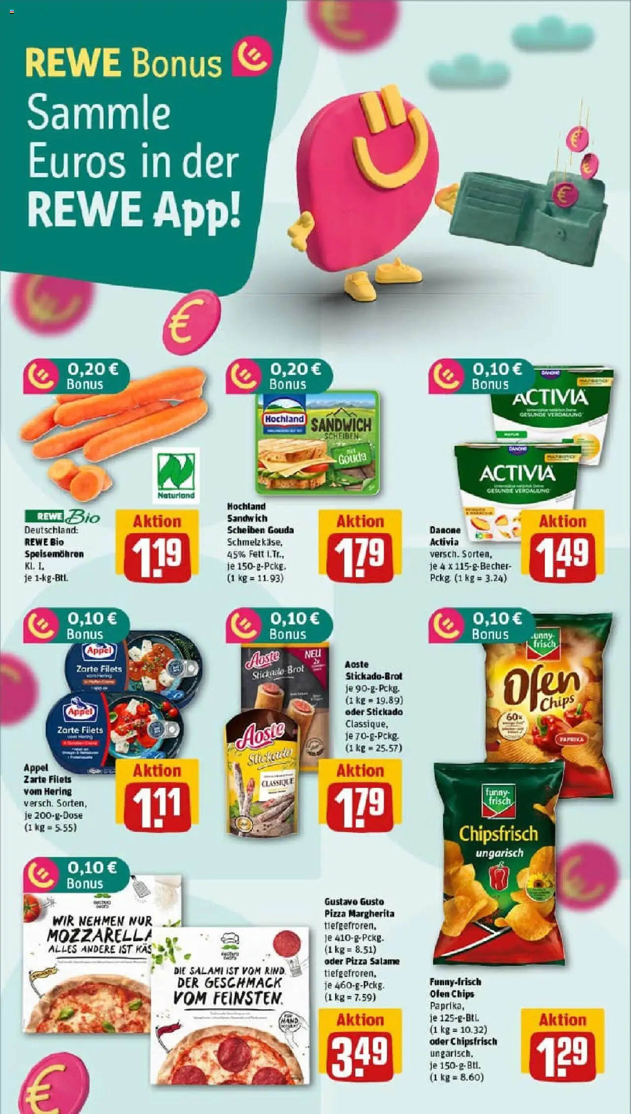 Rewe prospekt Schwäbisch Gmünd	 – gültig ab 13.10.2025 | Seite: 4 | Produkte: Gustavo gusto, Danone activia, Mozzarella, Chips