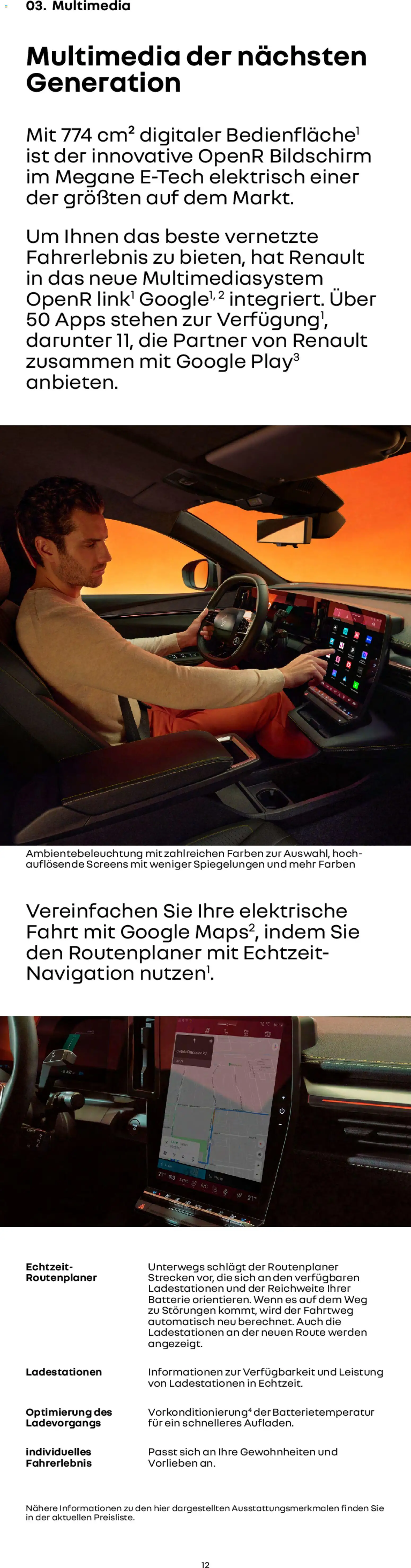 Renault Megane E-Tech – gültig ab 14.01.2026 | Seite: 12 | Produkte: Navigation, Batterie, Bildschirm