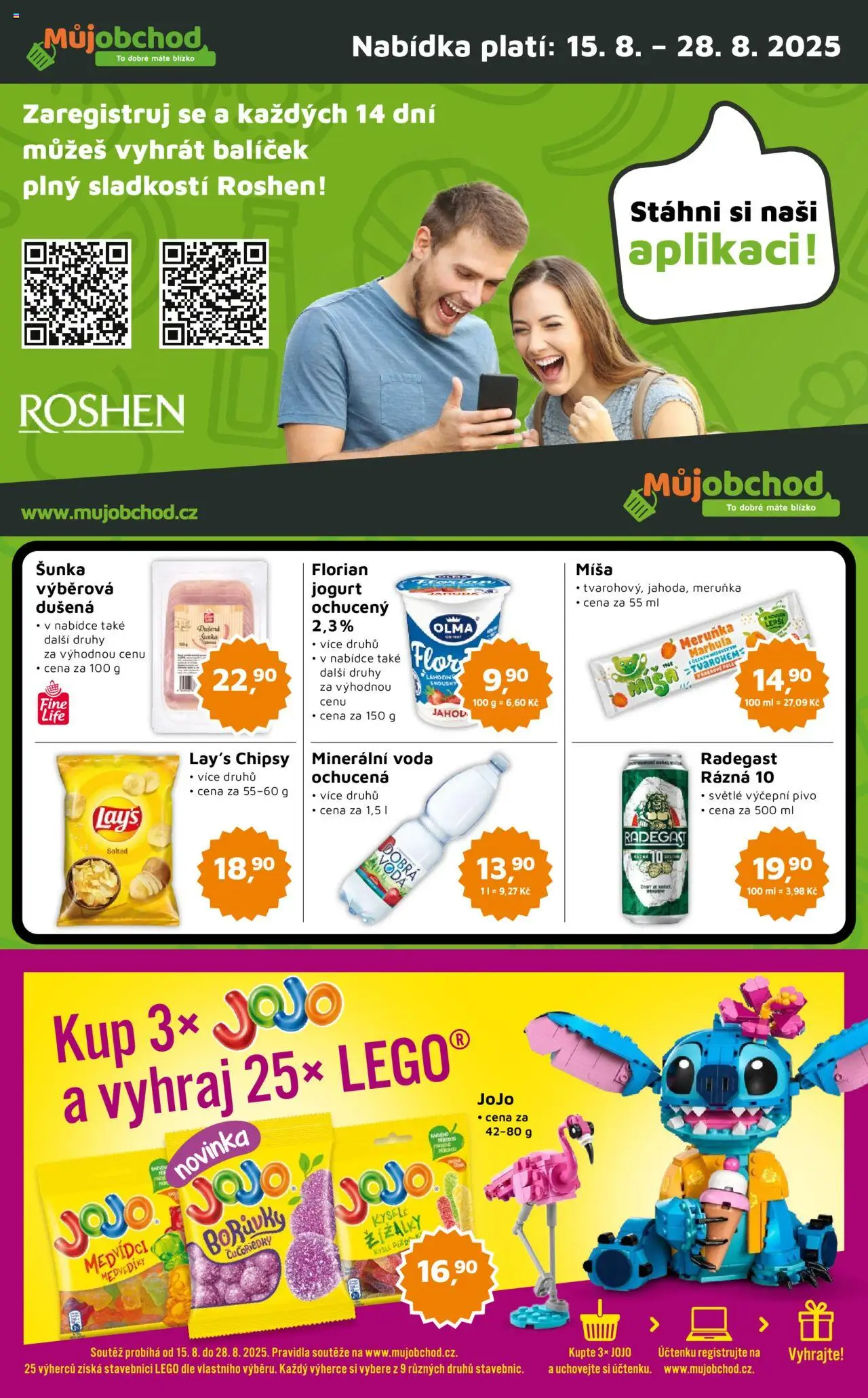 Můj obchod leták - Brand od 15.08.2025 | Strana: 1 | Produkty: Jogurt, Šunka, Borůvky, Minerální voda