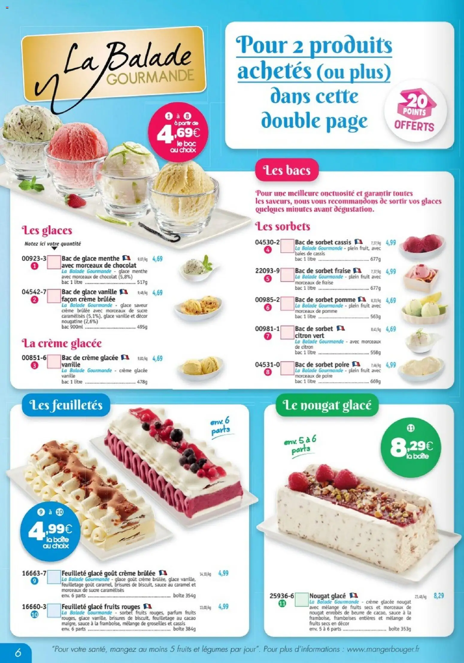 {H1} | Page: 6 | Produits: Glaces, Cassis, Nougat, Beurre