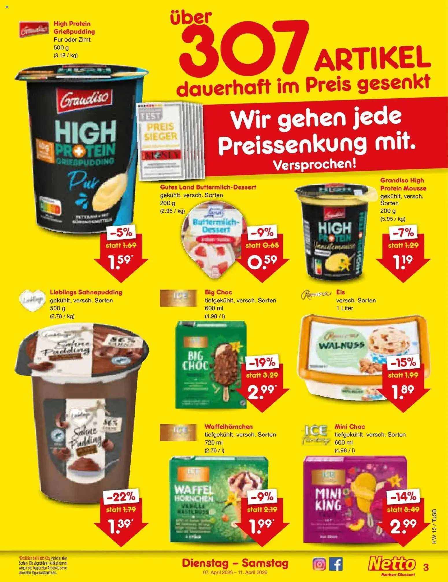 Netto Marken-Discount Prospekt Lahr-Langenwinkel	 – gültig ab 05.04.2026 | Seite: 29 | Produkte: Buttermilch, Pudding, Eis