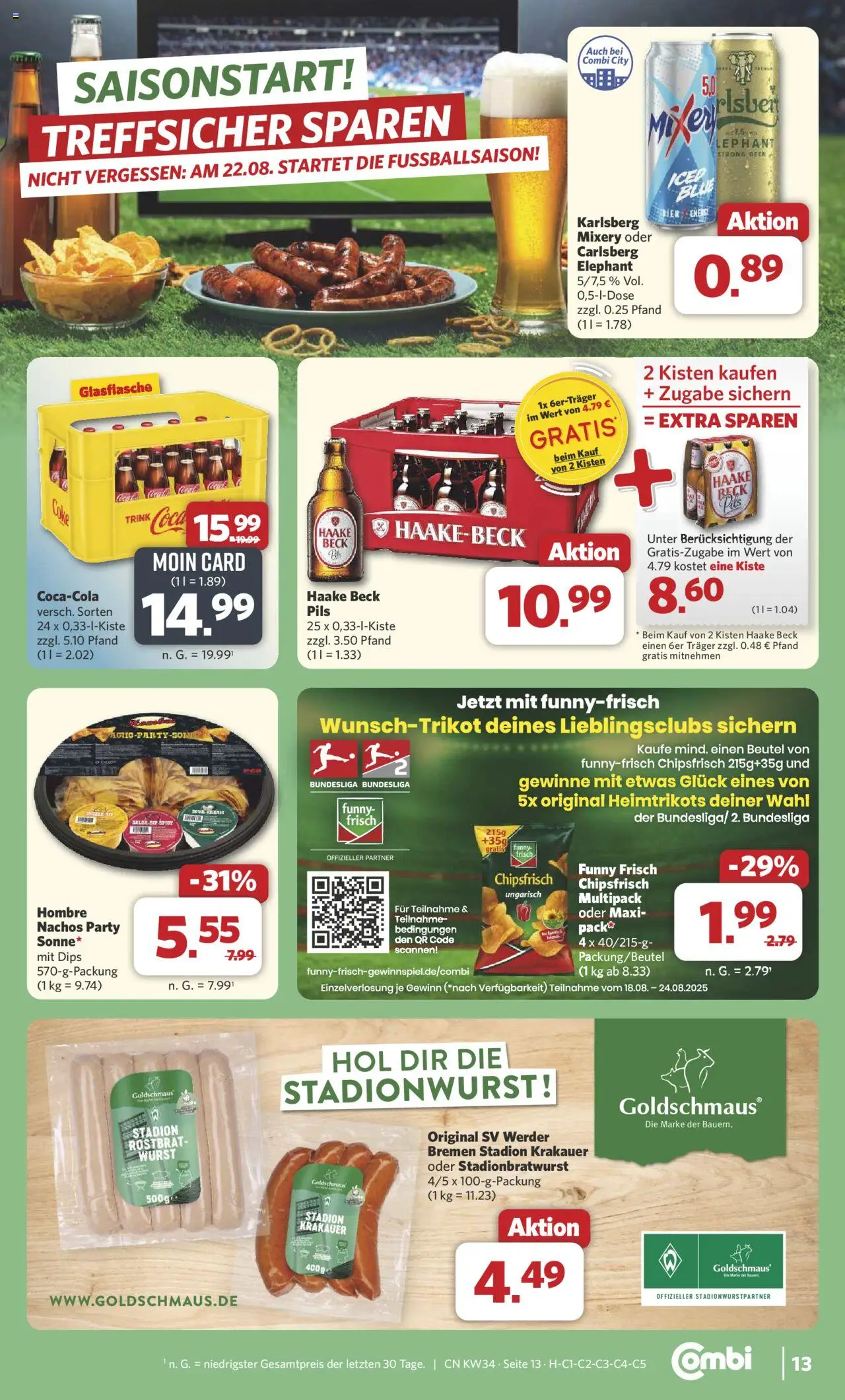 Combi Prospekt 	 - gültig ab dem 18.08.2025 | Seite: 14 | Produkte: Carlsberg, Pils, Wurst, Mixery