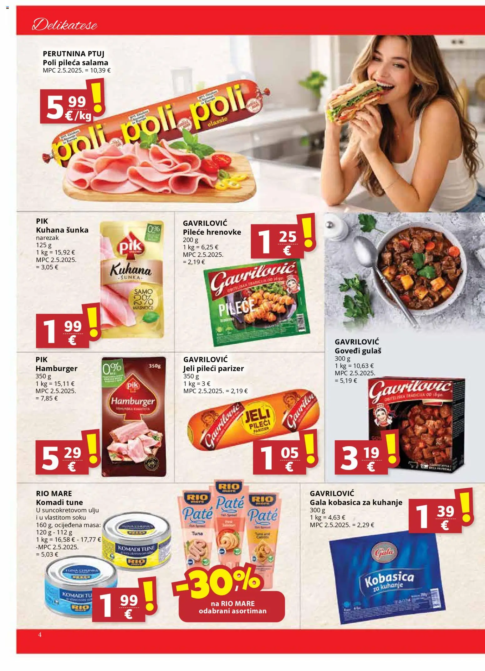 Djelo katalog | vrijedi od 02.01.2026 | Stranica: 4 | Proizvodi: Hrenovke, Narezak, Hamburger, Tuna