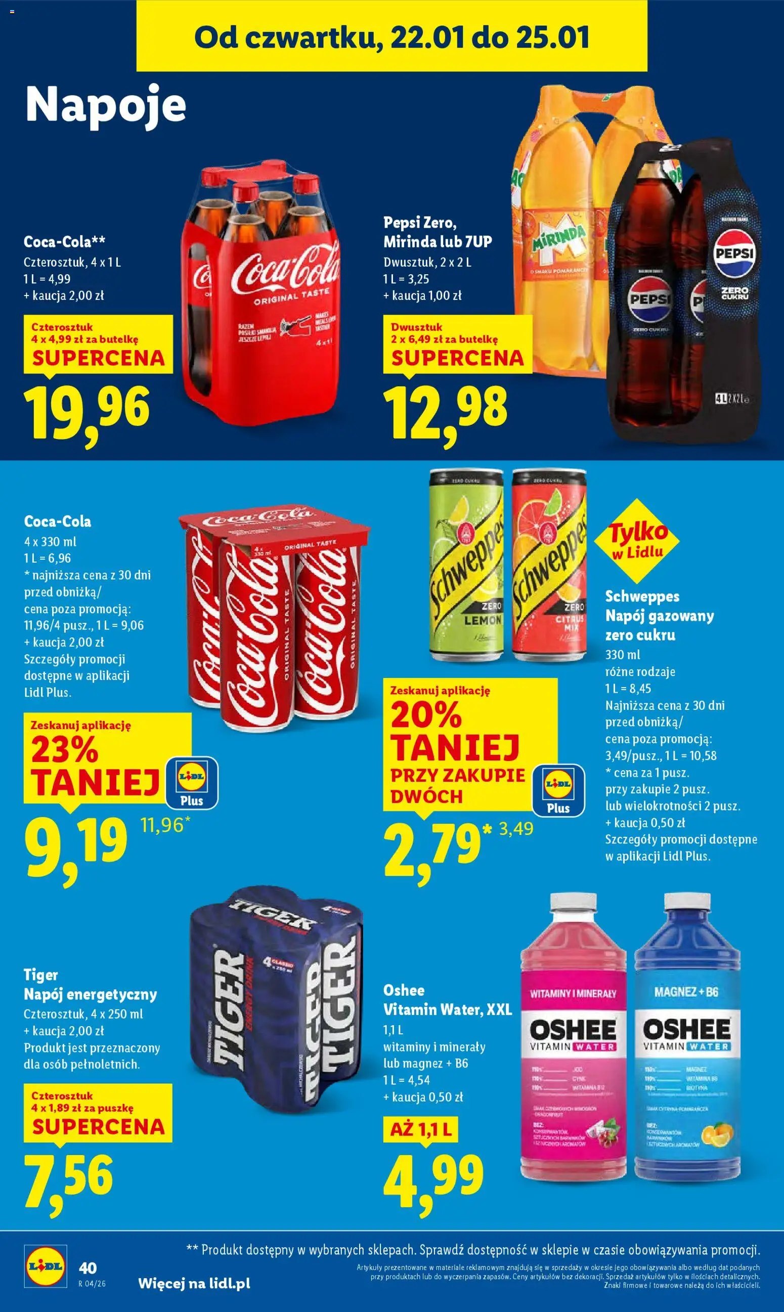 Lidl Gazetka od 22.01.2026 | Strona: 40 | Produkty: Napoje, Pepsi, Coca cola