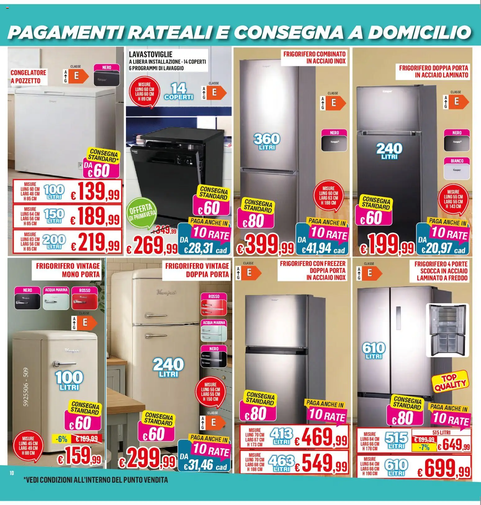 Volantino Satur del 08.04.2026 | Pagina: 10 | Prodotti: Acqua, Freezer, Frigorifero, Frigorifero combinato
