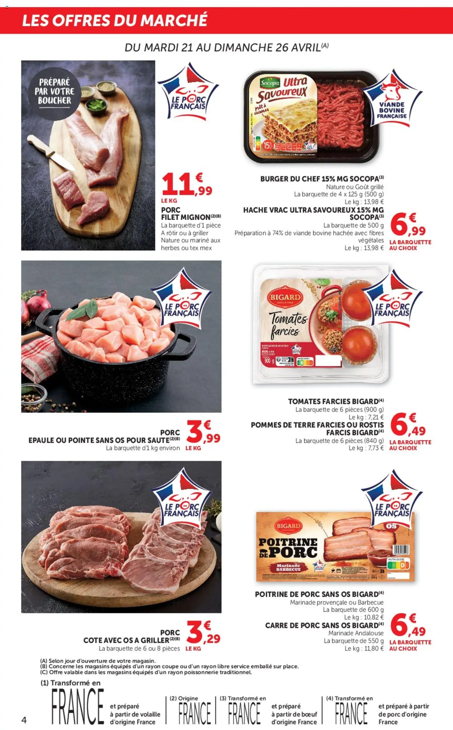 {H1} | Page: 4 | Produits: Poitrine de porc, Volaille, Porc, Pommes de terre