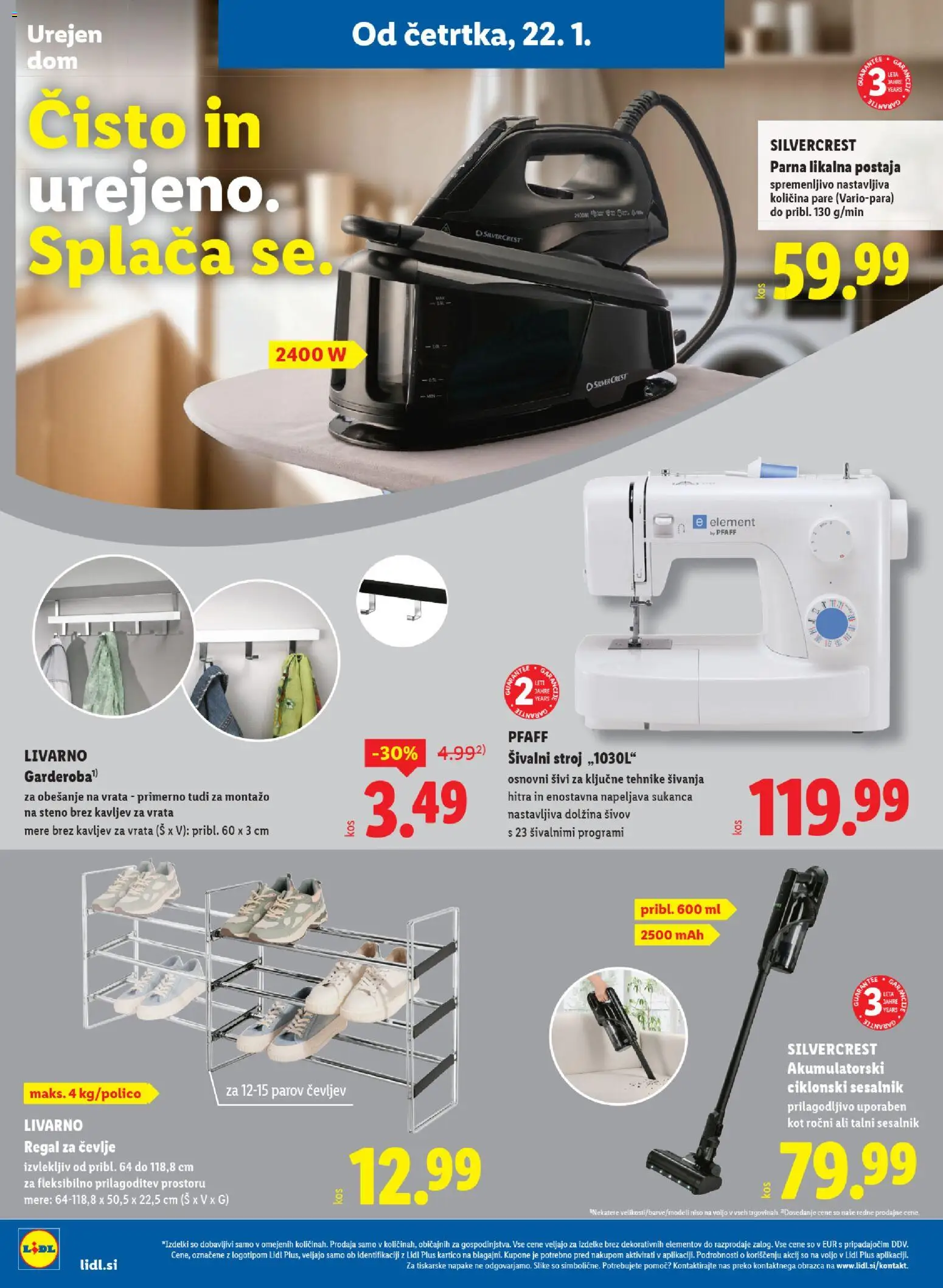 Novi Lidl katalog ponudbe – veljaven od 22.01.2026 | Stran: 22 | Izdelki: Sivalni stroj, Regal, Sesalnik, Vrata